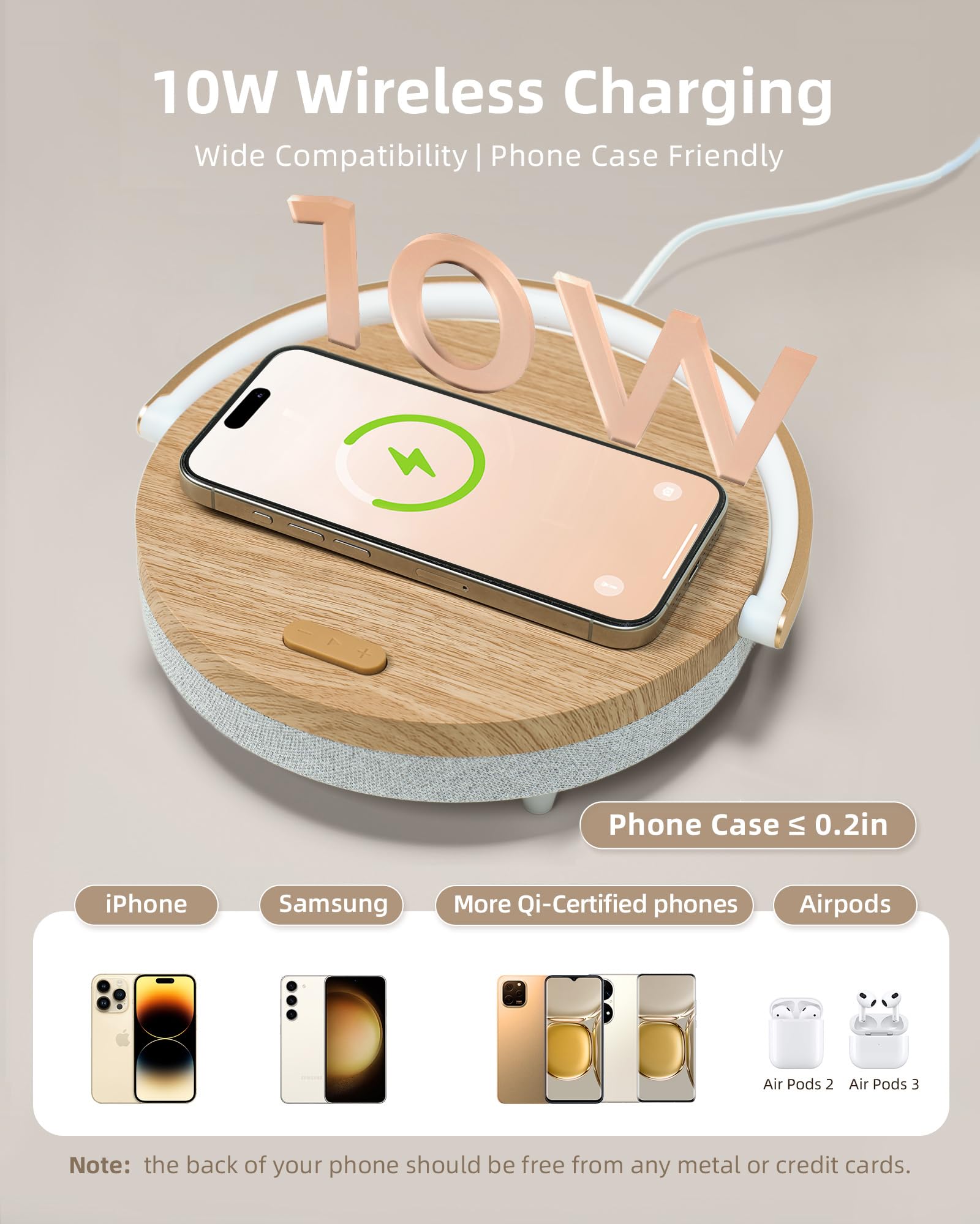 Ezvalo Birthday Gifts For Women, Music Table Lamp With Wireless Charger, 4 In 1 Touch Bedside Lamp, Bluetooth Speaker, Phone Hol