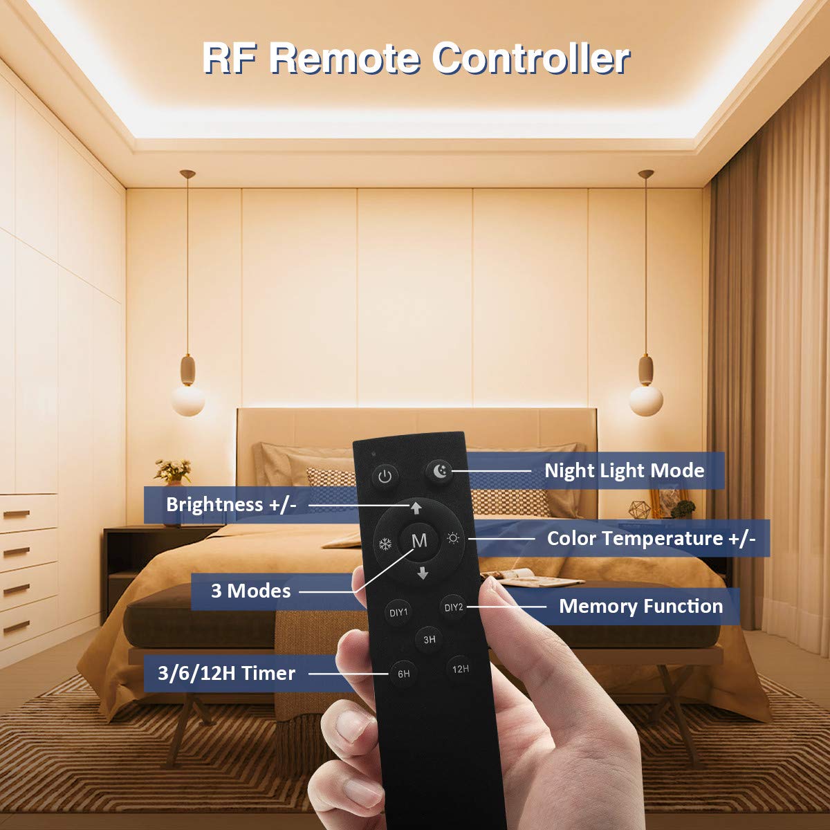 Ustarus Led Strip Lights White 52.5Ft 24V Dimmable 3000K-6000K Led Tape Rope Light With Remote Flexible 2835 Led Ribbon For Kitc