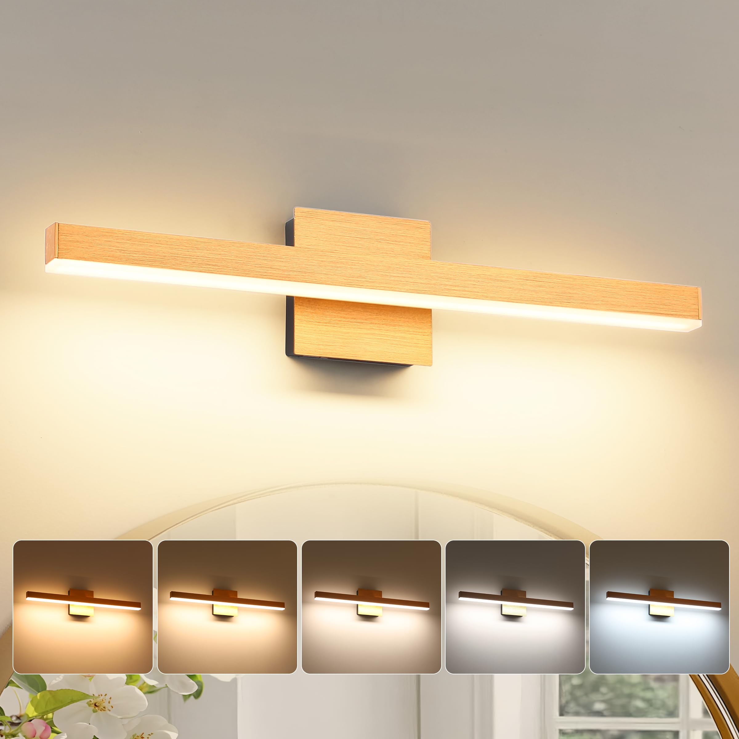 Joossnwell Bathroom Vanity Light 23.62 Inch Modern Bathroom Light Fixtures Dimmable 5Cct Led Vanity Lighting Gold And Black Bath