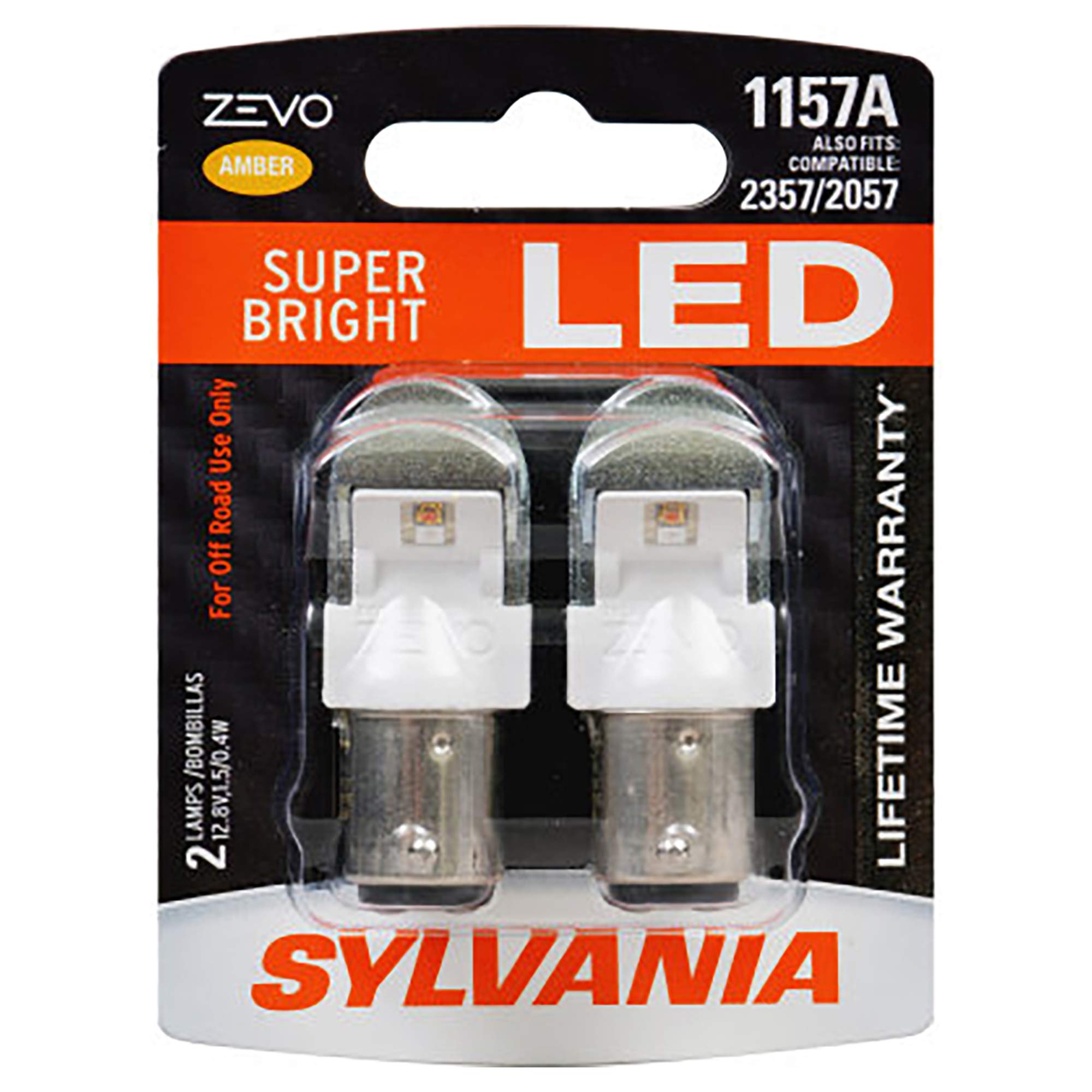 SYLVANIA 1157 ZEVO LED Bulb - Amber, Bright LED for Park/Turn Lights, 2-Pack