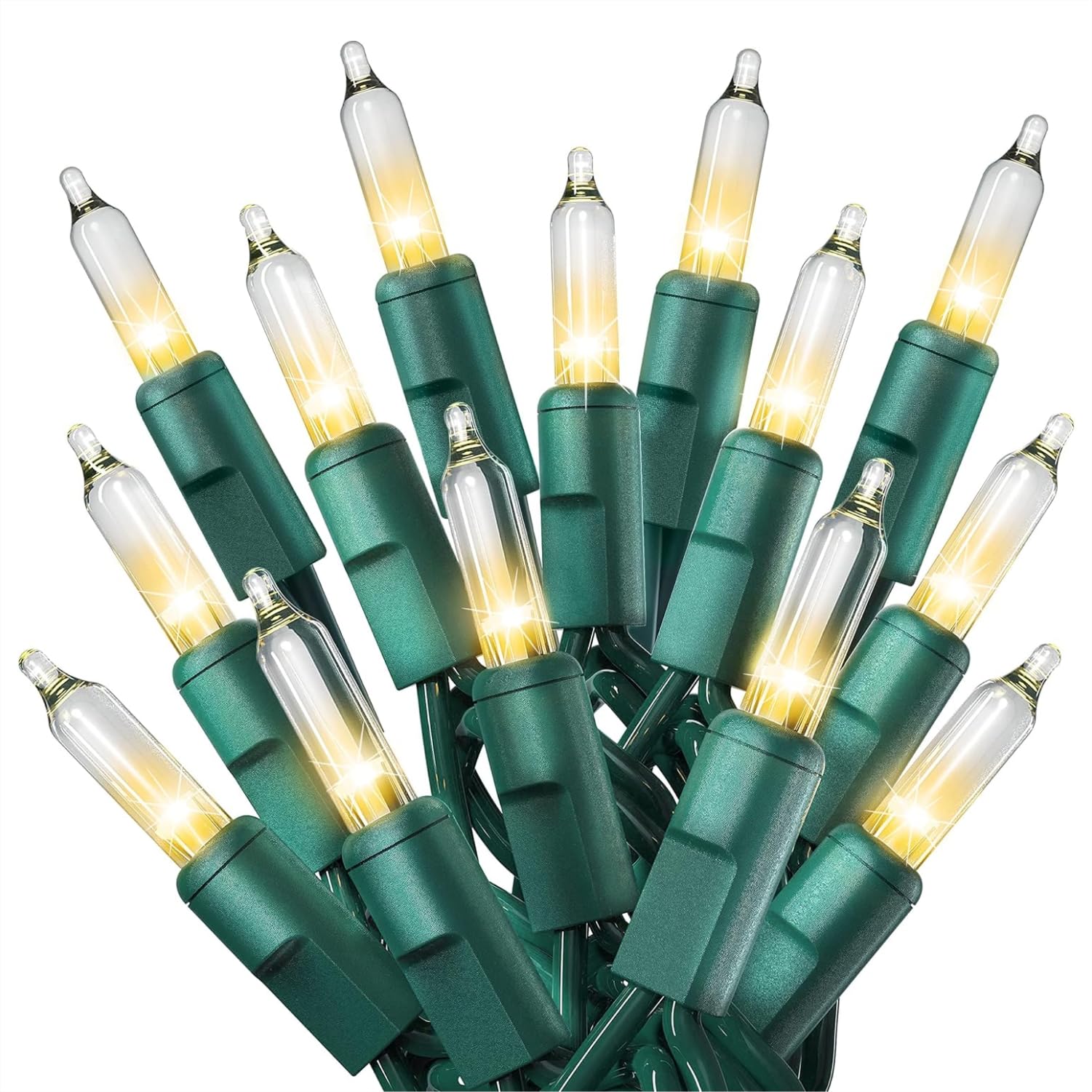 Prextex 500 Count Clear Christmas Tree Lights With Green Wire - 100 Ft Warm White Twinkle Mardi Gras Lights For Indoor Or Outdoo