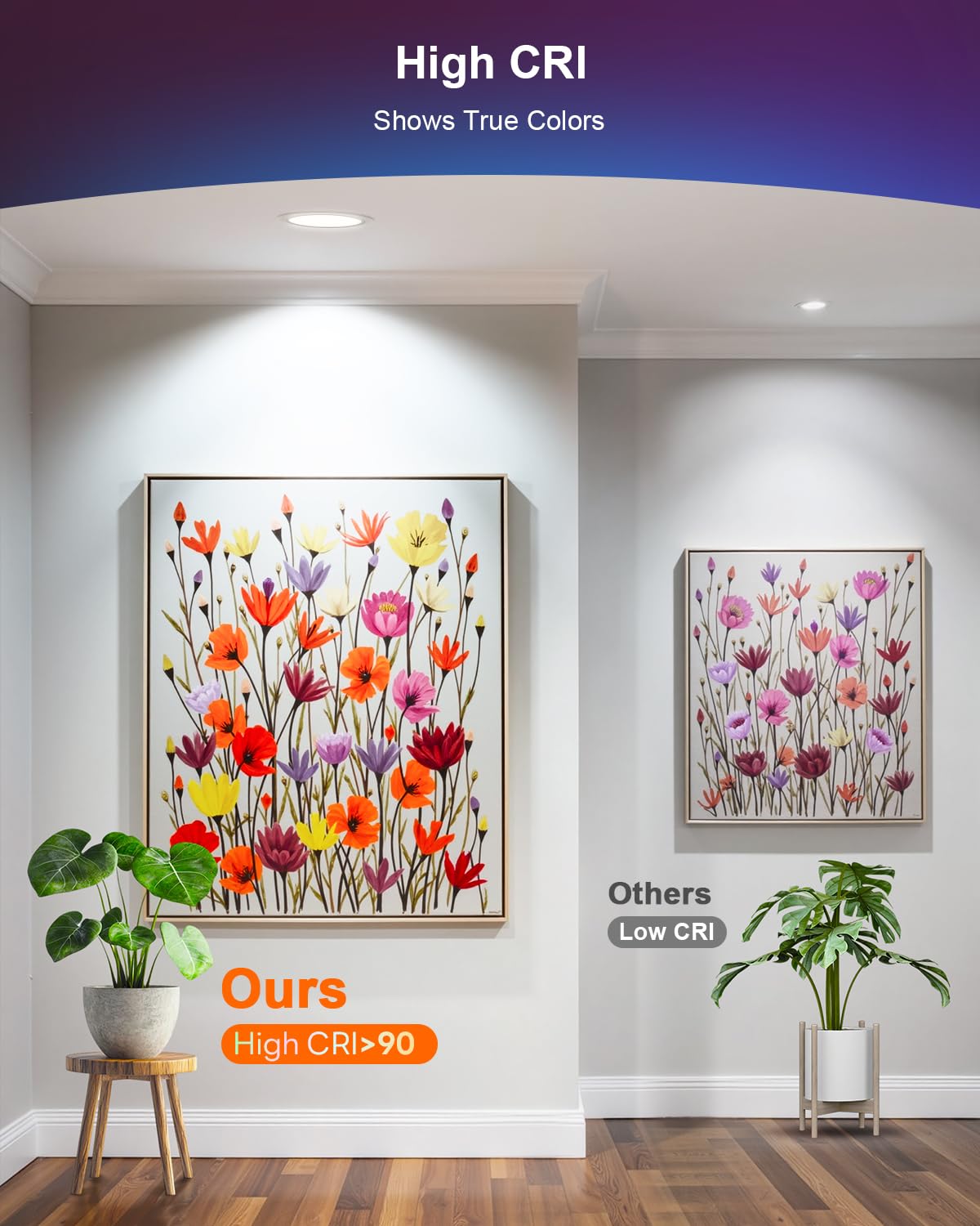 DUSKTEC Remote Control LED 6 Inch Canless Recessed Lighting RGBCW Color Changing 16W 1500 Lumen Recessed Ceiling Lights with Jun