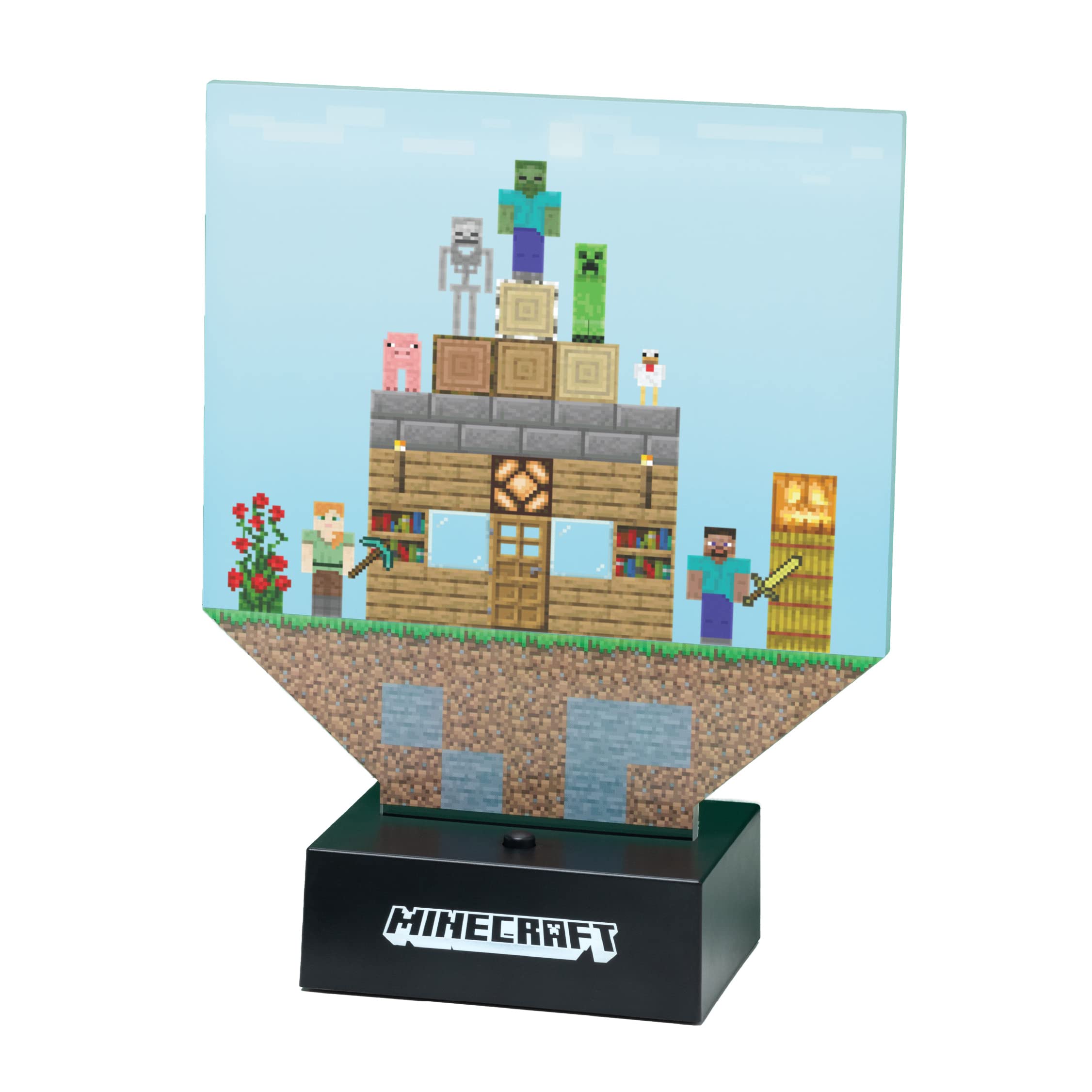 Paladone Minecraft Build a Level Light - Customizable Desk Lamp with 140+ Stickers, Metal, Model PP9299MCF