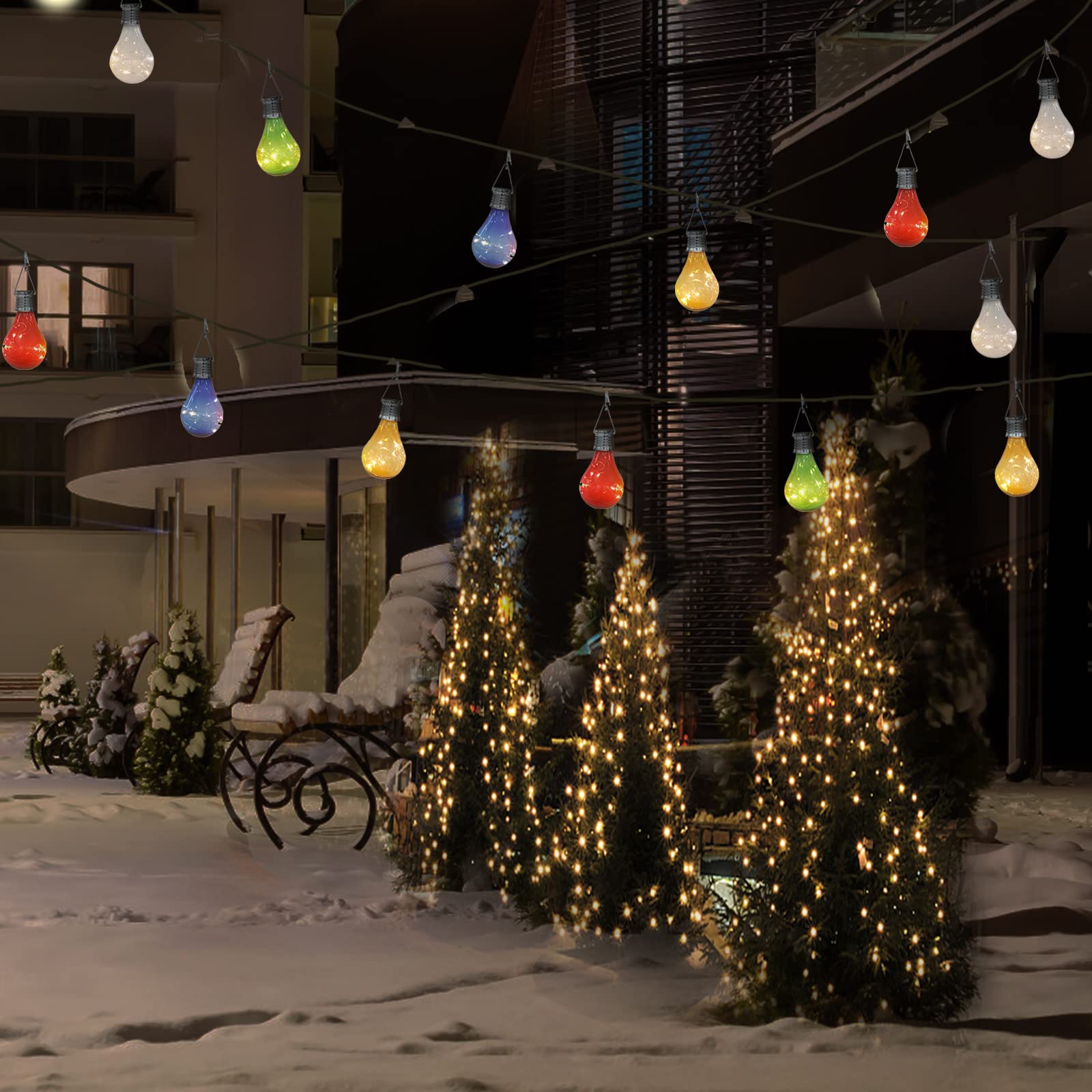 Pearlstar Solar Light Bulbs Outdoor Waterproof Garden Camping Hanging Led Light Lamp Bulb Globe Hanging Lights For Home Yard Christmas Party Holiday Decorations (6 Pack-Solar Light Bulbs)