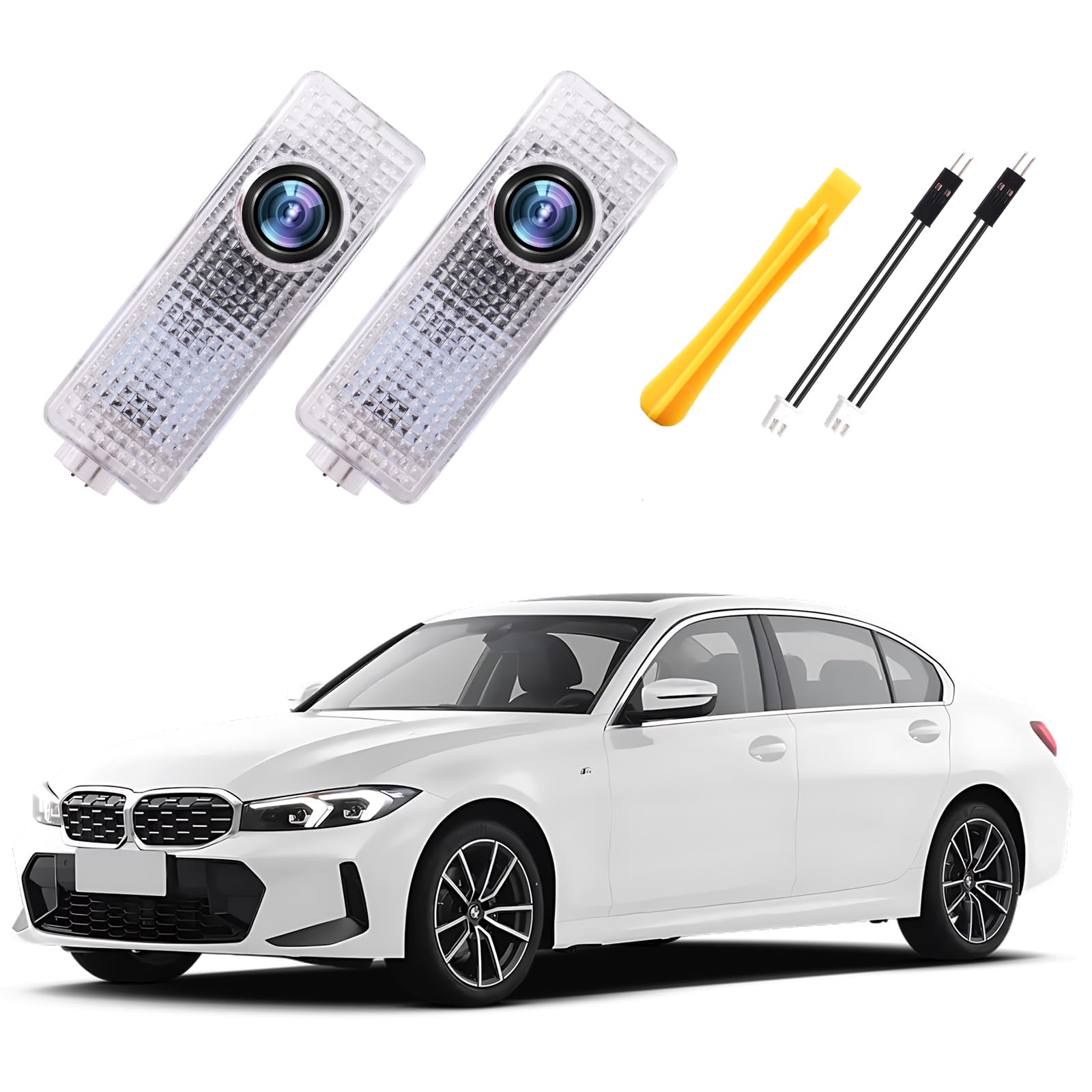 Awizpa 2PC Car Door Light Projector, Customized Logo Door LED Lights Compatible with 1/2/3/4/5/6/7/X/Z/M/GT Series M Car Accesso