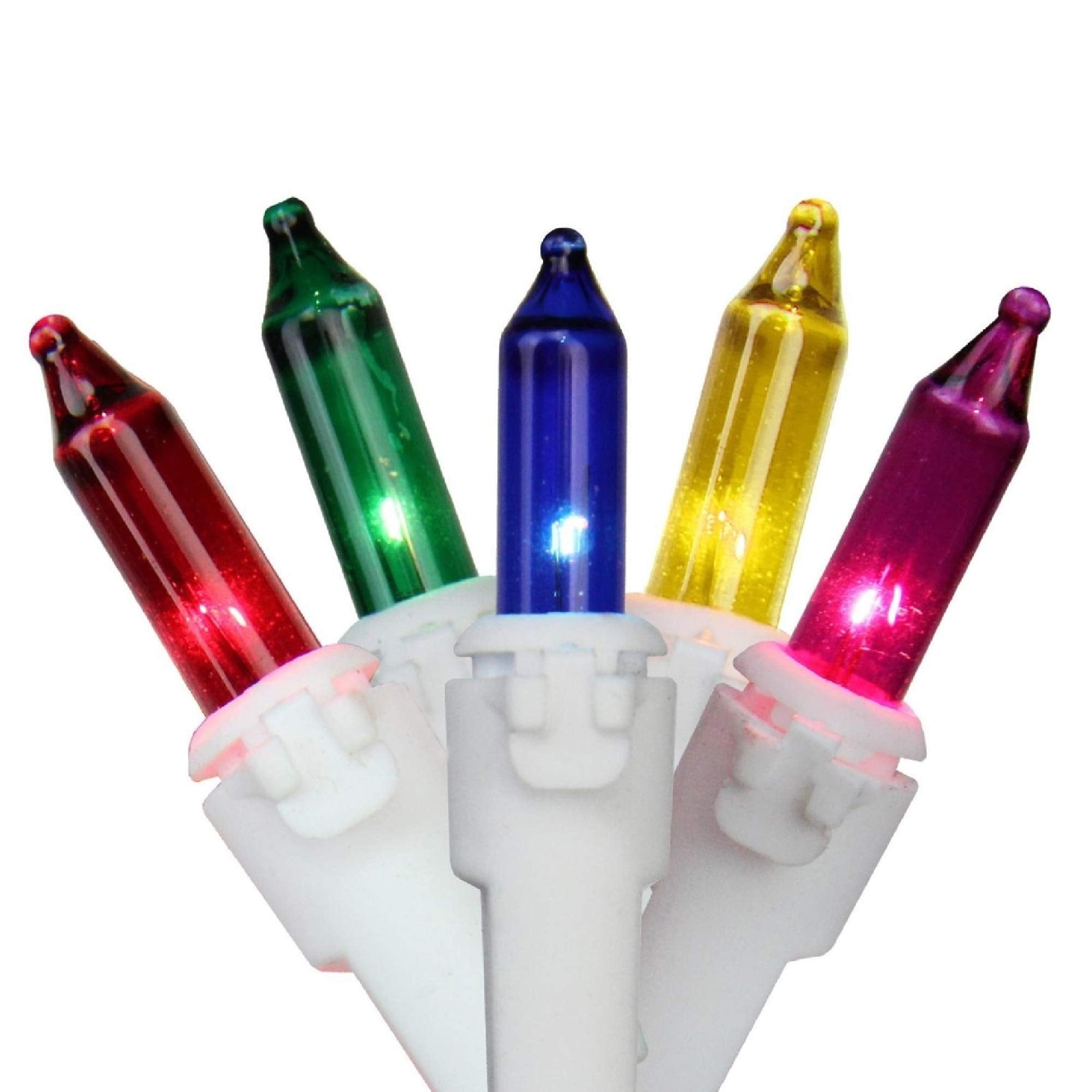 Northlight 50-Count Mini Icicle Christmas Lights Set - 6ft White Wire, Multi-Color, Plastic