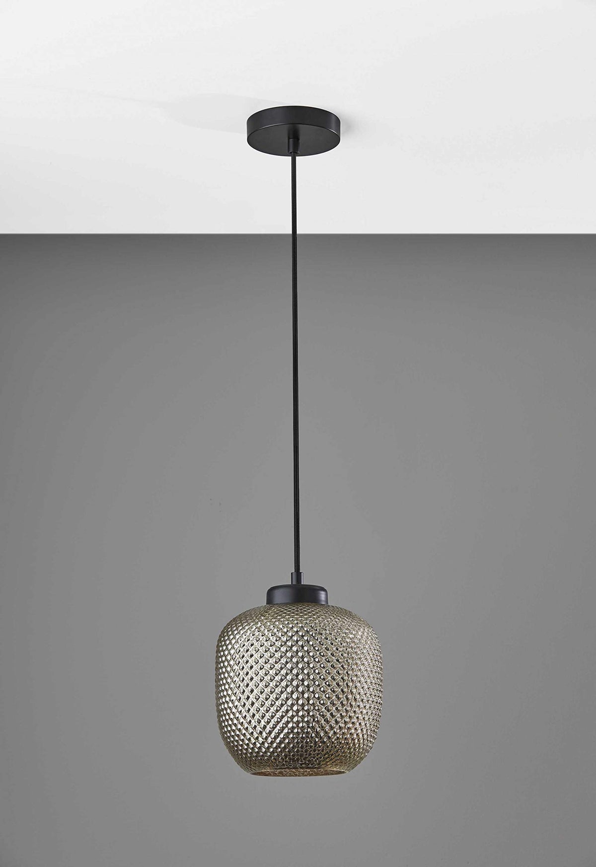 HomeRoots Lighting 8.625'' X 8.625'' X 10.5'' Bronze Glass/Metal Pendant