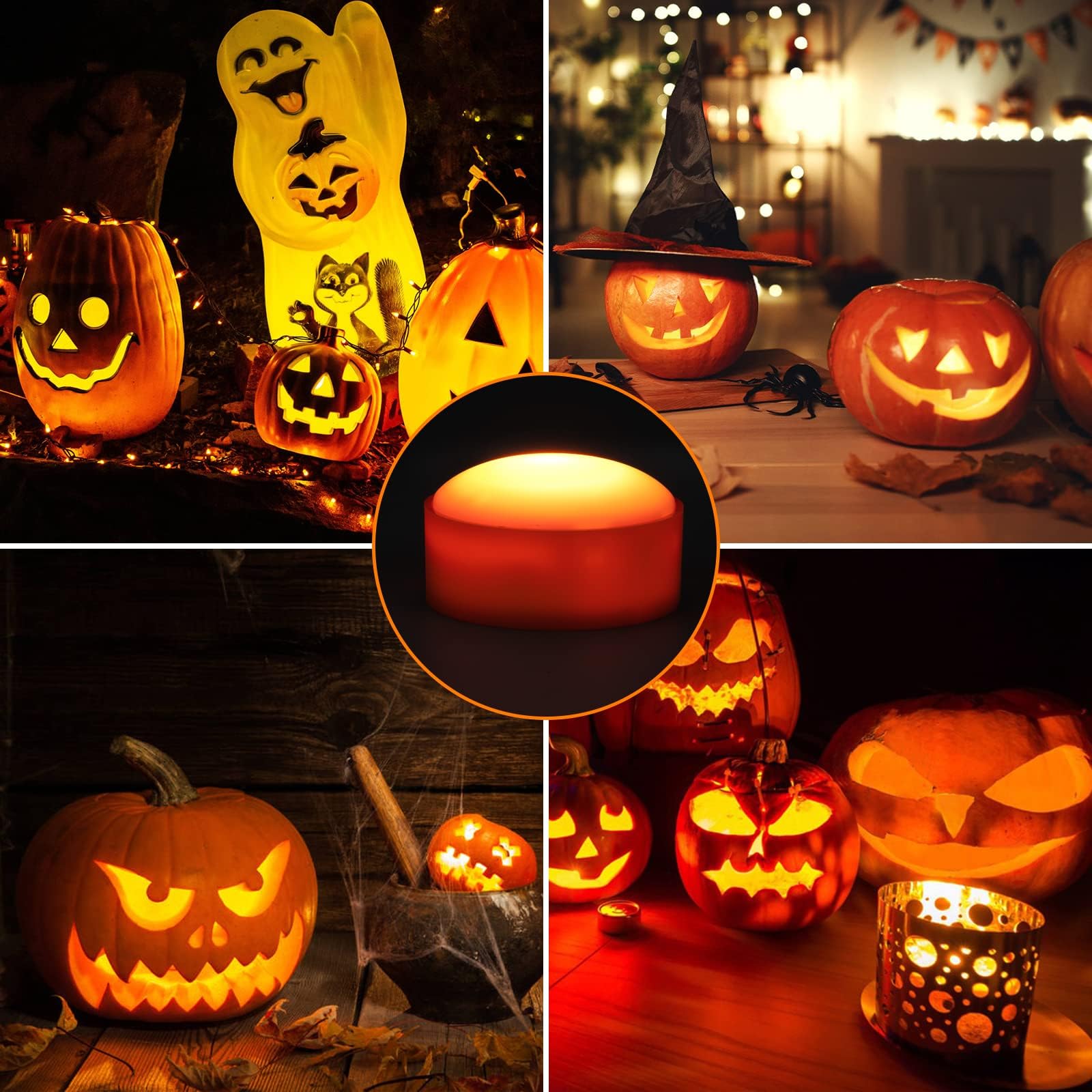 Litake Halloween Jack-O-Lantern Lights Dimmable Timer Color Changing Pumpkin Lights Remote Control Led Battery Operated Lights With Push Touch Stick On Pumpkin Lighting For Halloween Decoration 3 Pack