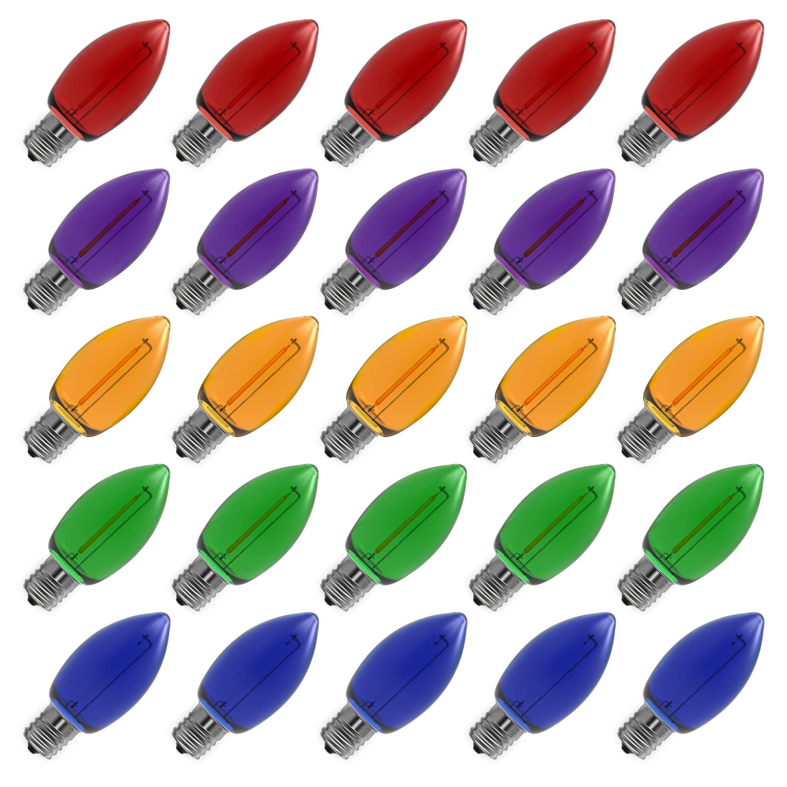 Meconard C9 Led Replacement Christmas Light Bulb, C9 Shatterproof Led Bulbs For Christmas Outdoor String Lights, E17 Intermediat