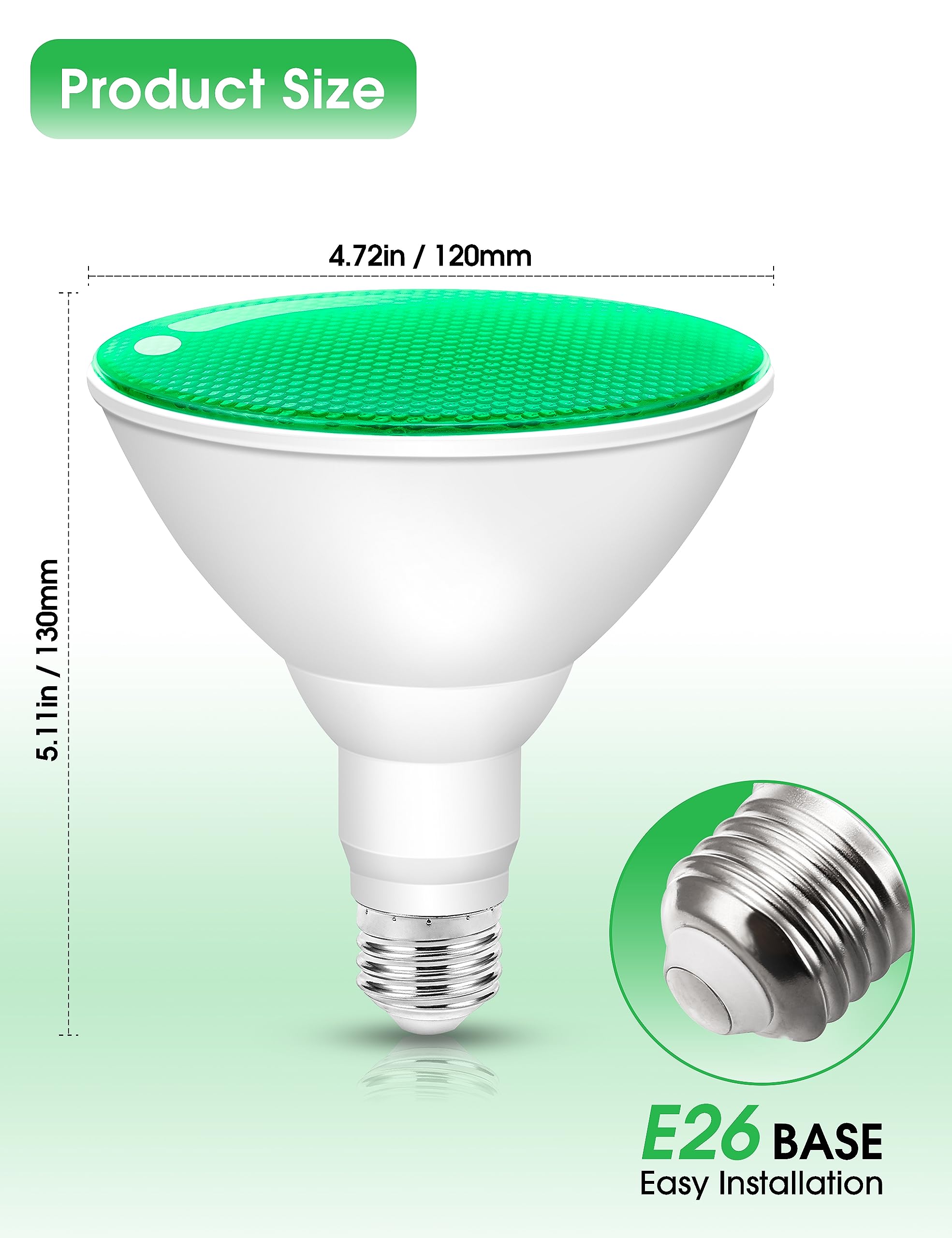 Fulighture Green Flood Light Bulbs 2 Pack  Par38 15W(100W Equivalent) E26 Led Flood Green Lights Bulbs Outdoor Not-Dimmable  Colored Light Bulbs For Christmas Decor  Porch Home Lighting