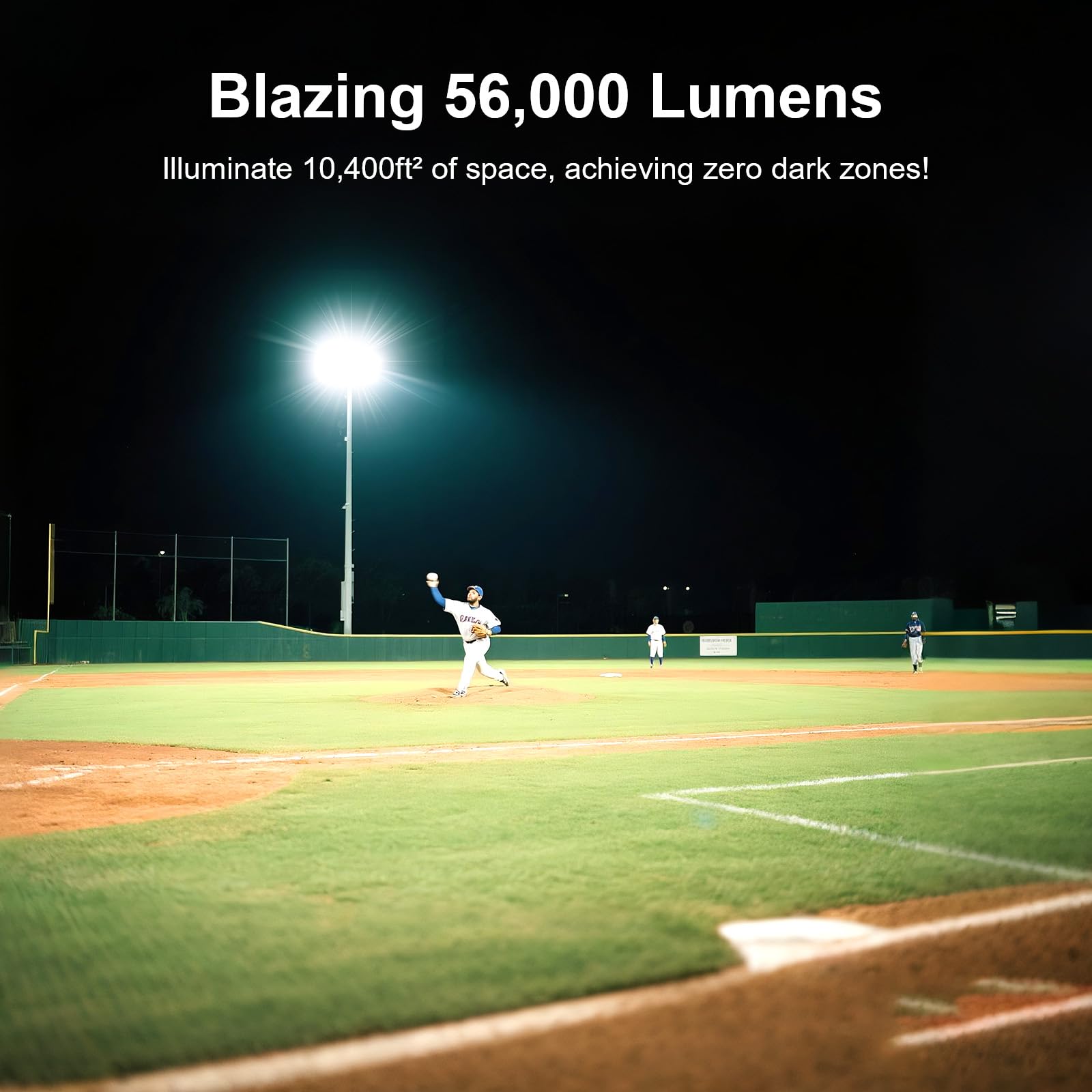 Kekeou 400W LED Stadium Lights - 56000LM, IP67 Waterproof, Black, Model FL-MZ4D-400W, Perfect for Outdoor Sports Courts and Parking Lots