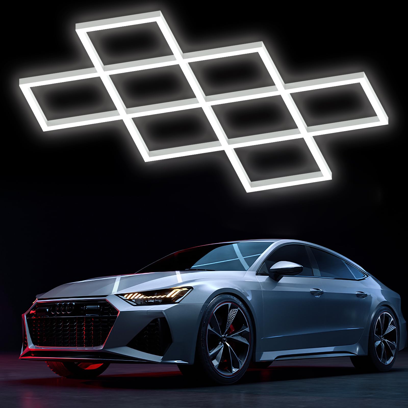Ofenrd Hexagon LED Garage Lights 8 Hex Ultra-Bright Band Lights New Updated Diamond Commercial Lighting for Garage Car Detailing Barber Shop Gym Warehouses Basement.