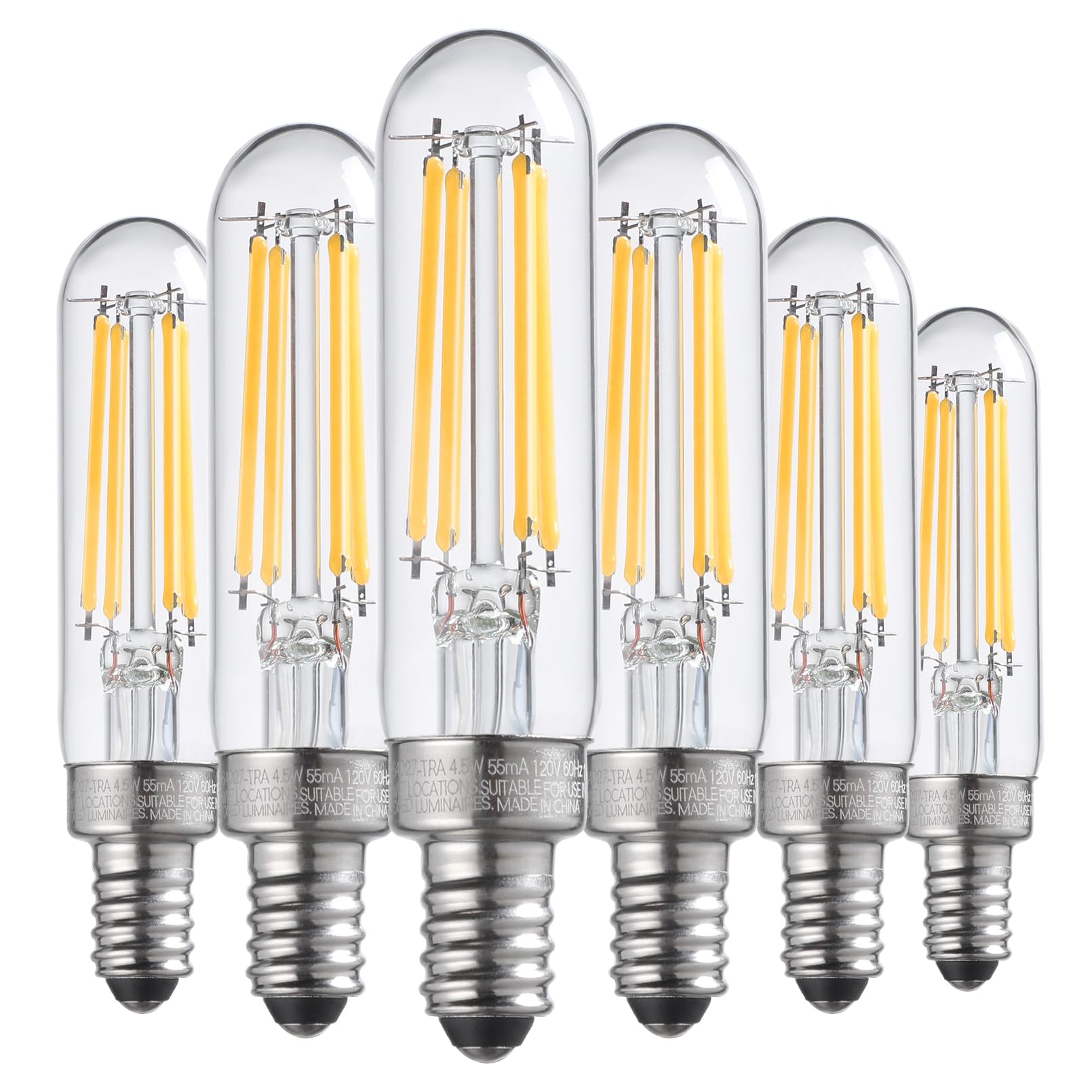 TORCHSTAR T6 LED Bulb, Dimmable 40 Watt, E12 Candelabra, 450lm, Clear Glass, 2700K Soft White, Pack of 6
