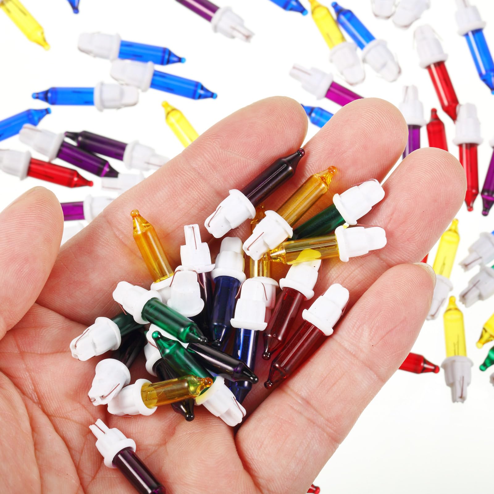 Mudder 60Count 2.5V Christmas 50/100/150/200 Count Mini Incandescent Wire String Lights Replacement Bulbs Indoor/Outdoor Christmas Lights Decor For Home Xmas Tree (White Base With Fresh Bulb)