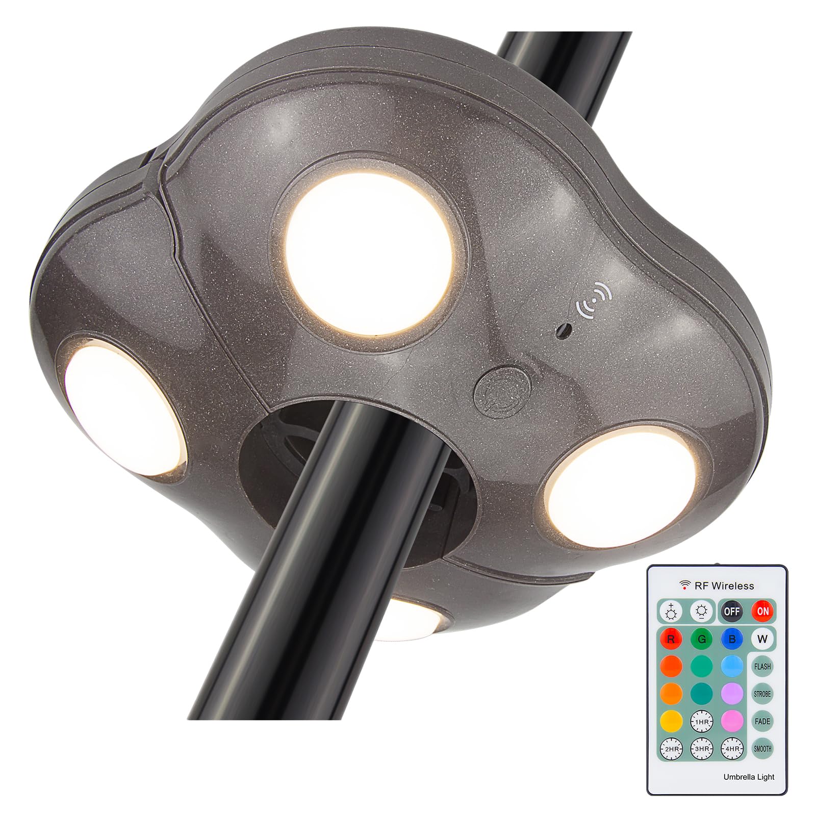 BIGMONAT Patio Umbrella Light, Battery Operated, Color Changing, 250 Lumens, Remote & Timer, Brown, Model B1040IR-16C-1Brown