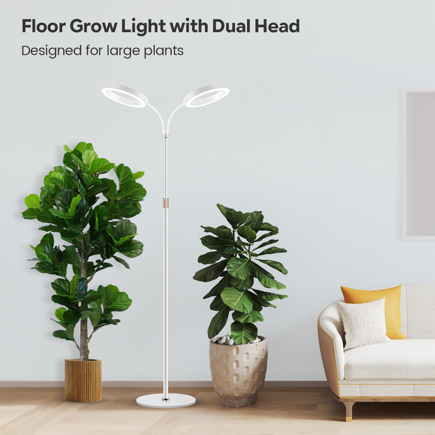 Garpsen Grow Lights For Indoor Plants  Dual-Head Full Spectrum Led Plant Light With Stand  3 Color Modes Grow Lamp With Timer 6/12/16H  5 Dimmable Levels  168 Leds And 67Height Adjustable(White)