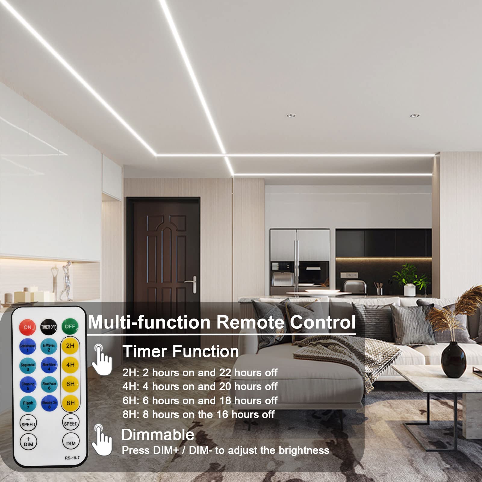 Echosari Strip Lights Battery Operated, 16.5Ft 150 Led 2835 Smd Closet Strip Lights With Remote For Bedroom, Kitchen, Cabinet Décor (Cool White)