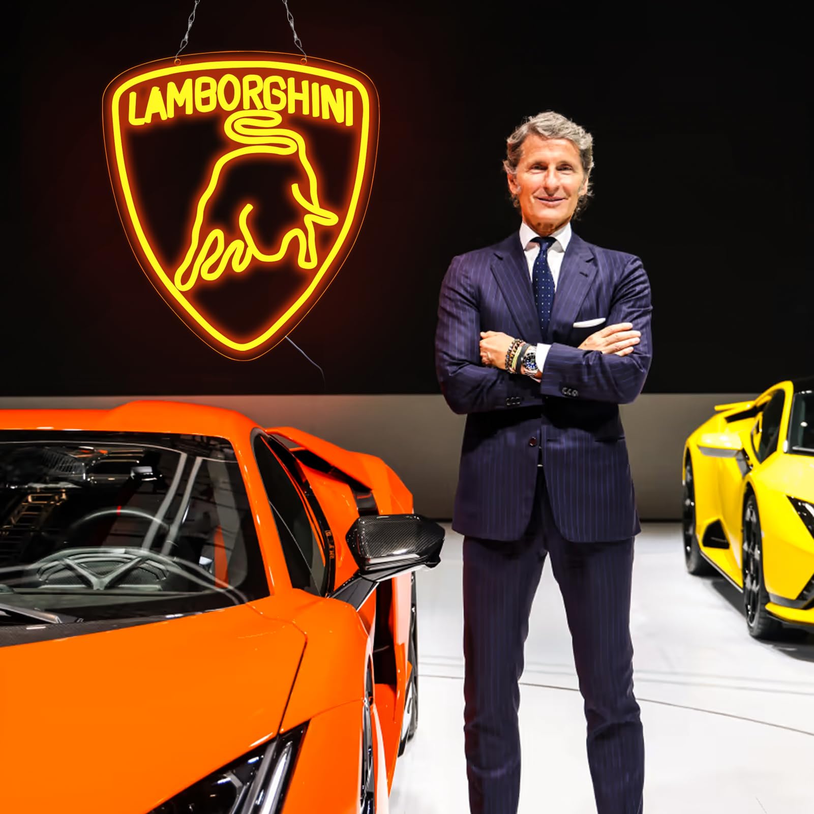 WonderfulLife Neon Car Logo Sign, LED Wall Decor for Garage, Bar, Man Cave, 5V USB Powered, Plastic, Model: Lamborghini, Color: Car02