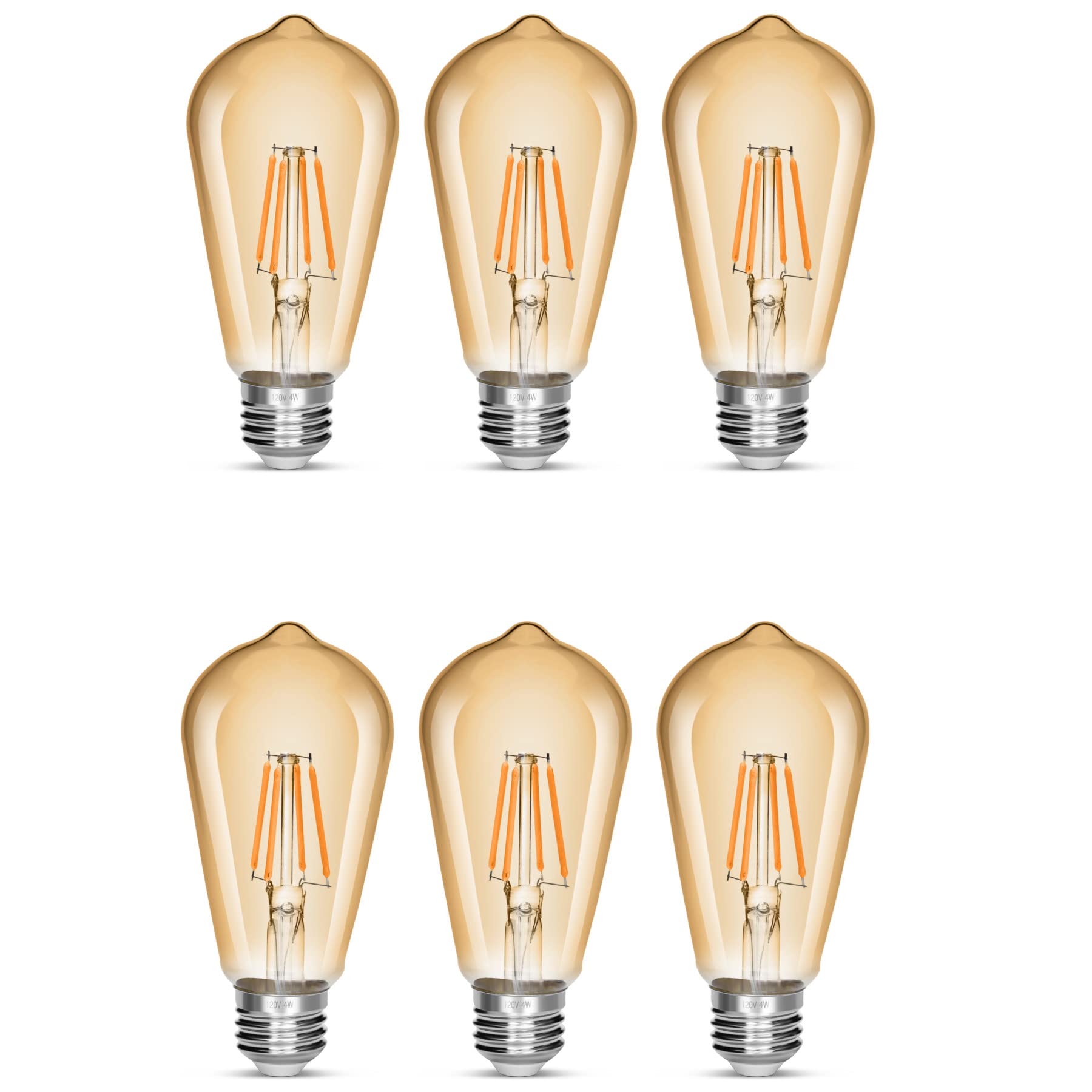 Notoc Led Edison Bulb 4W,Antique 40W Vintage Edison Bulb,E26 Light Bulb Non Dimmable Led Bulb 450 Lumens 2300K Amber Warm,Pack O