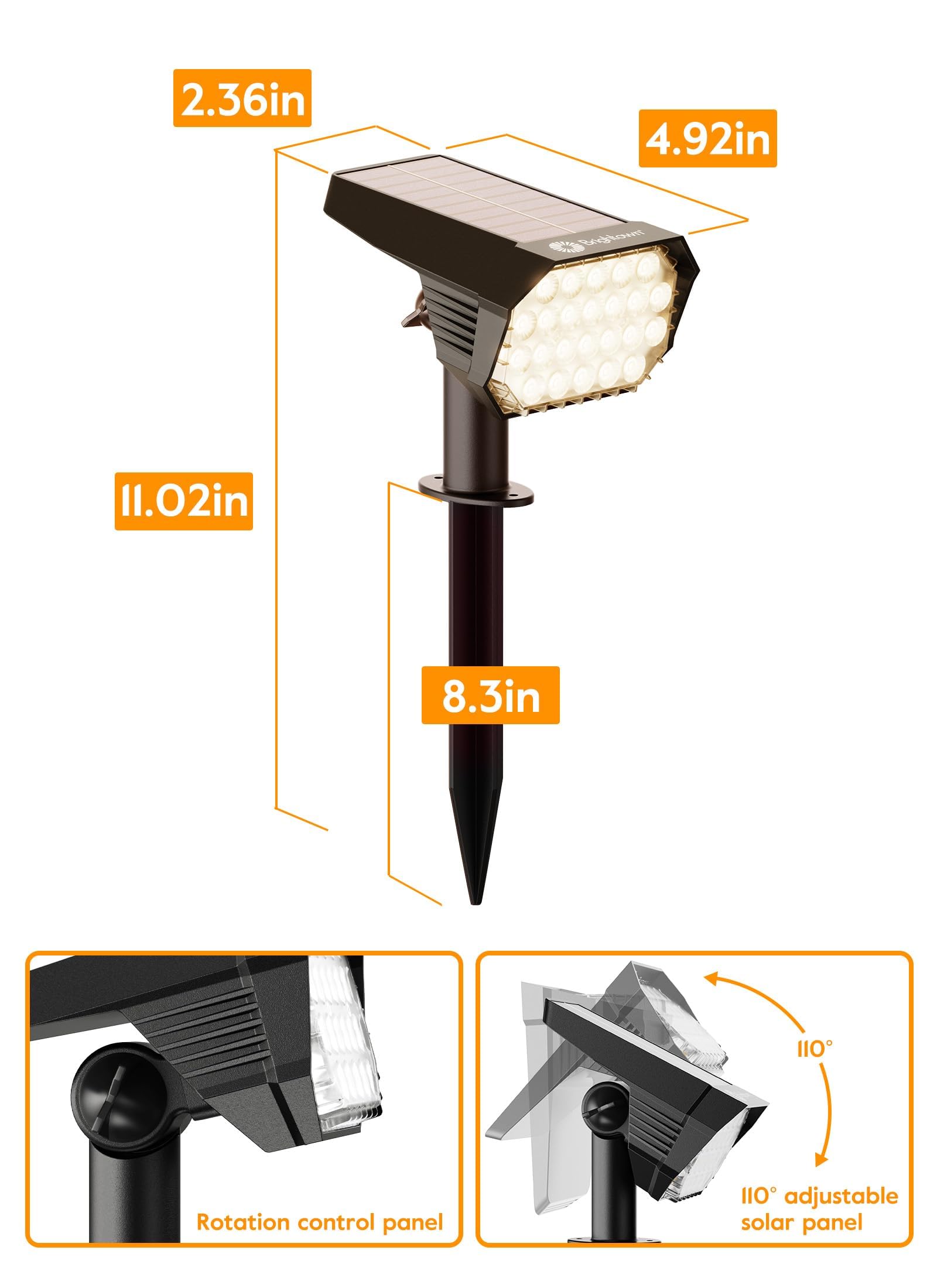 Brightown Solar Spot Lights Outdoor, 3 Modes, 8 Pack, Waterproof, Cool & Warm White, Remote Control, Model 4