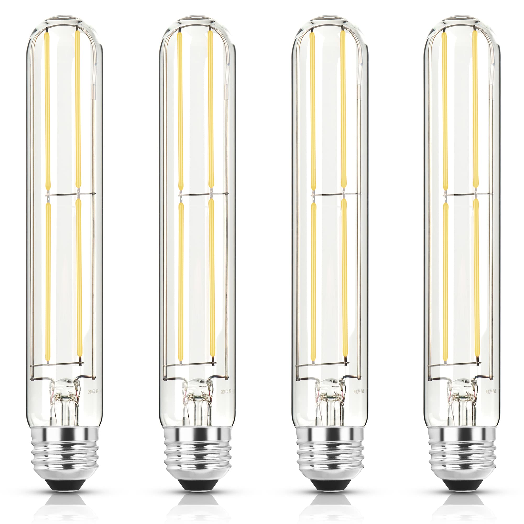 NOVELUX Edison Bulb T10 7.3 Inch 6W Dimmable Clear Glass 4000k Neutral White (4 Pack)