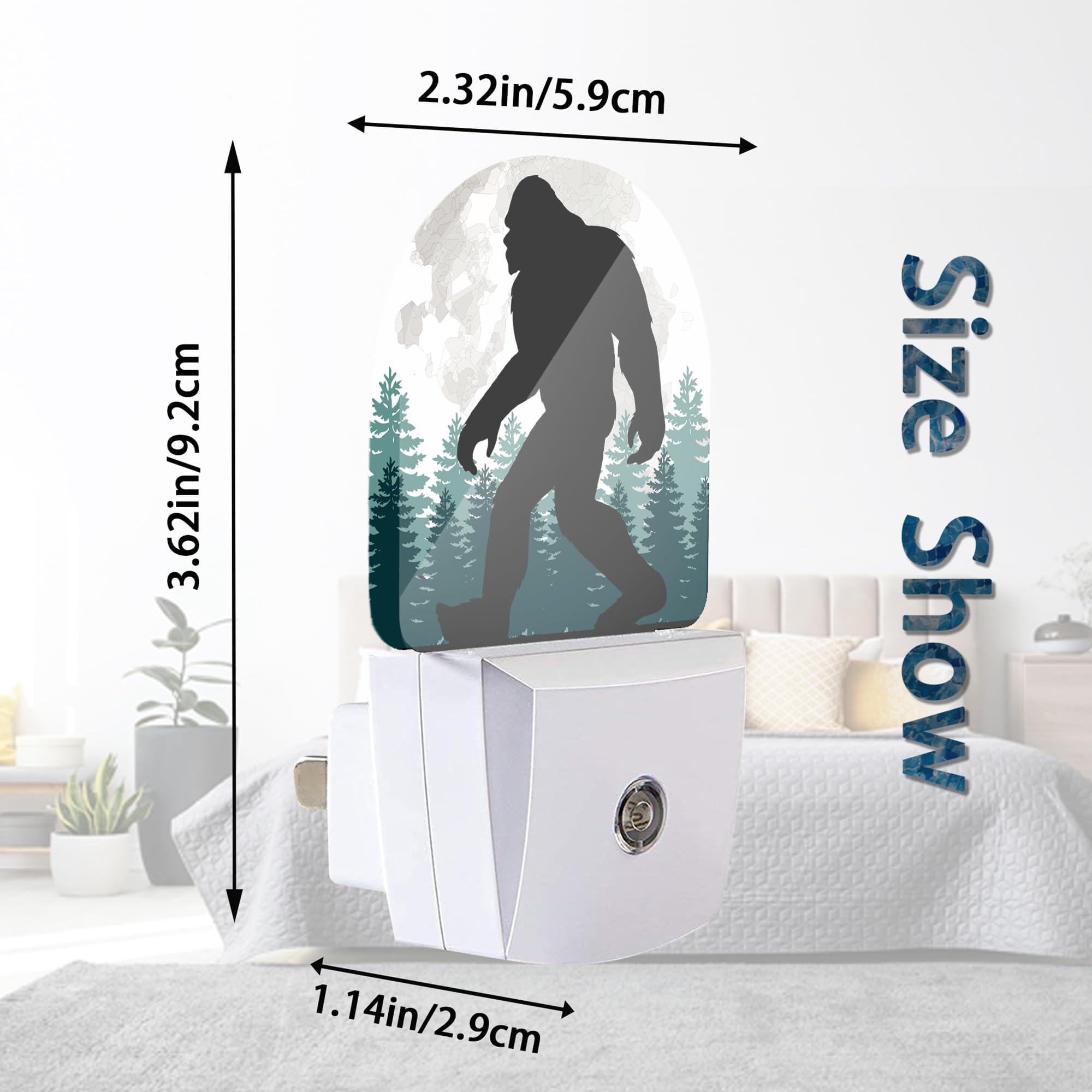 Axxitude Big Foot Forest Moon Night Lights Plug Into Wall For Girls Boys Room,Night Light Led Lamp Dusk To Dawn Sensor Round Lamp For Bedroom Bathroom Hallway Home Wall Decor Nightlight