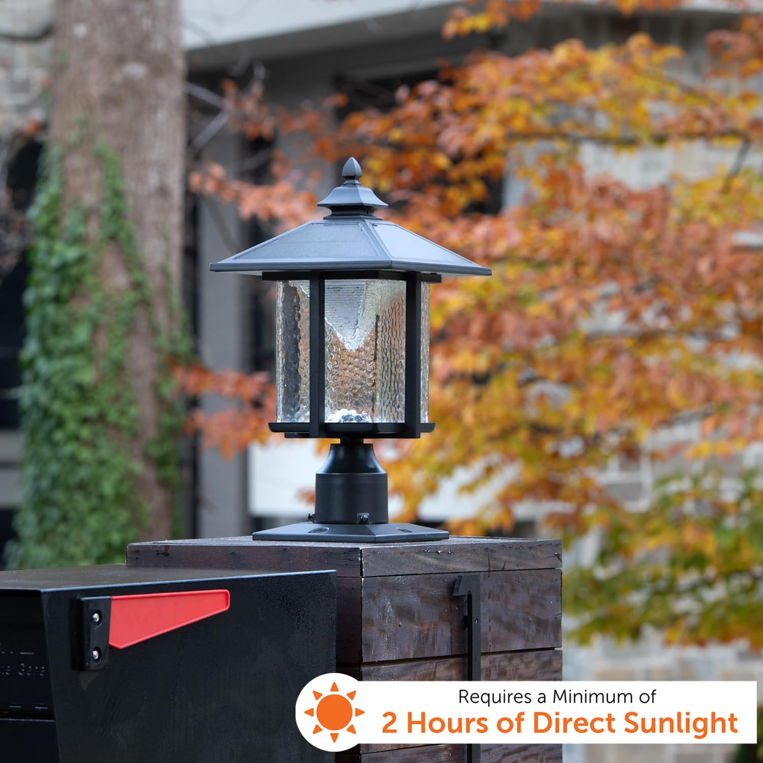 Gama Sonic Casita Solar Light - Black Aluminum, Beveled Glass, 3-Inch Pole Fitter/Pier Mount, Model 58i50023