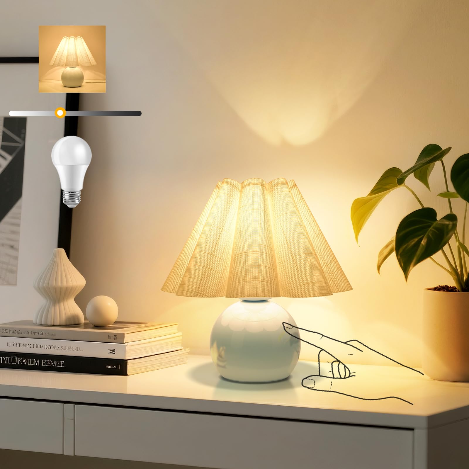 Light Blue Small Touch Control Table Lamp for Bedroom,Blue Bedside Lamps for Nightstand,Cute Mini Small Table Lamps for Small Sp