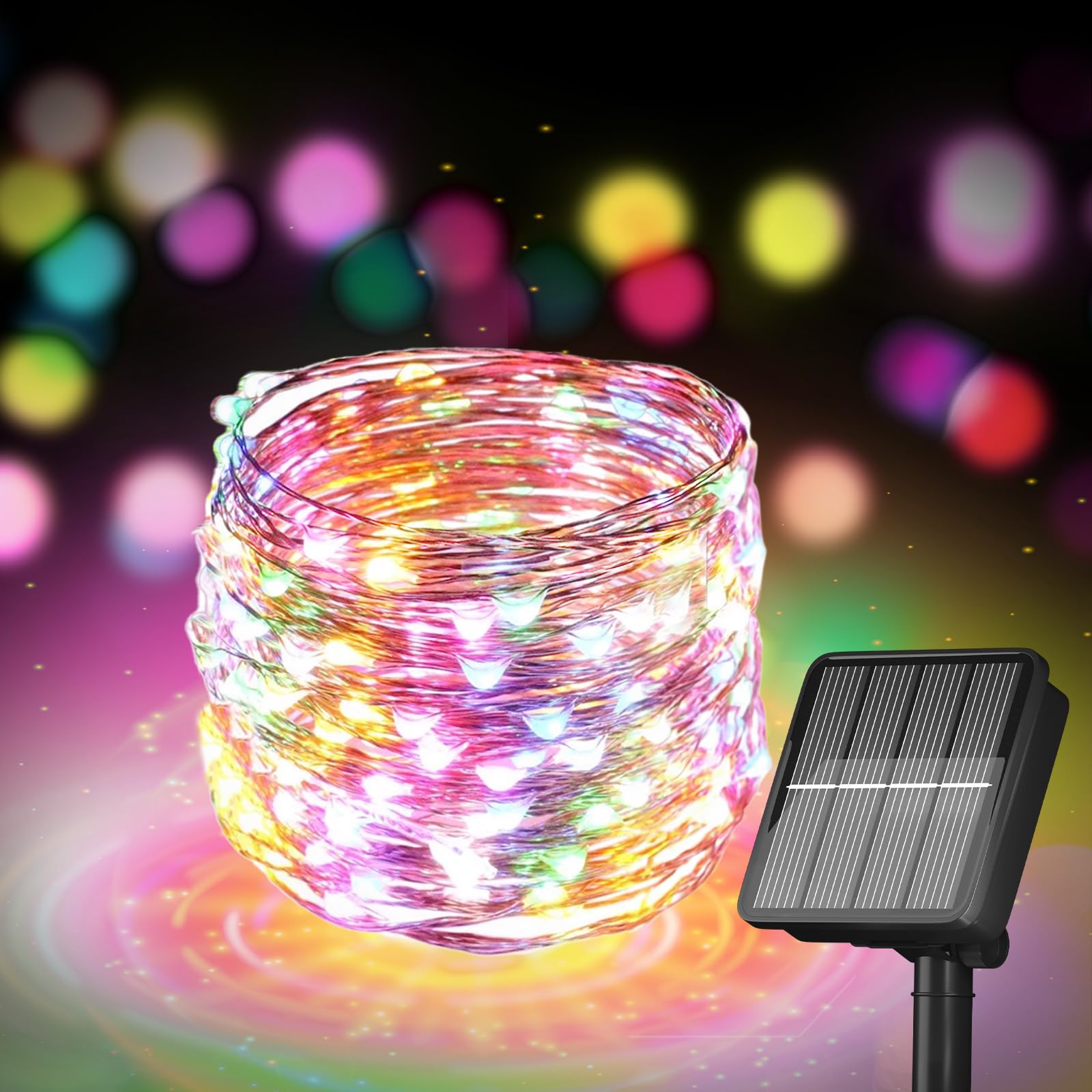 Solar String Lights for Outside, 72Ft 200 LED Solar Fairy Lights with 8 Modes, Solar Powered Fairy Lights Waterproof for Christmas Tree Garden Party Wedding Decor.((Multi-Colored)