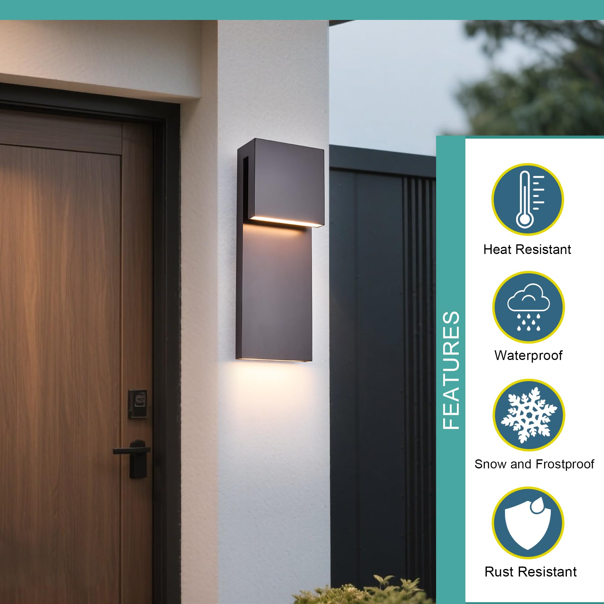 Tarentlight Outdoor Wall Lights, Modern LED Sconce 3000K, 2 Pack Bronze, Metal Fixtures for Front Door, Porch, Garage, Patio