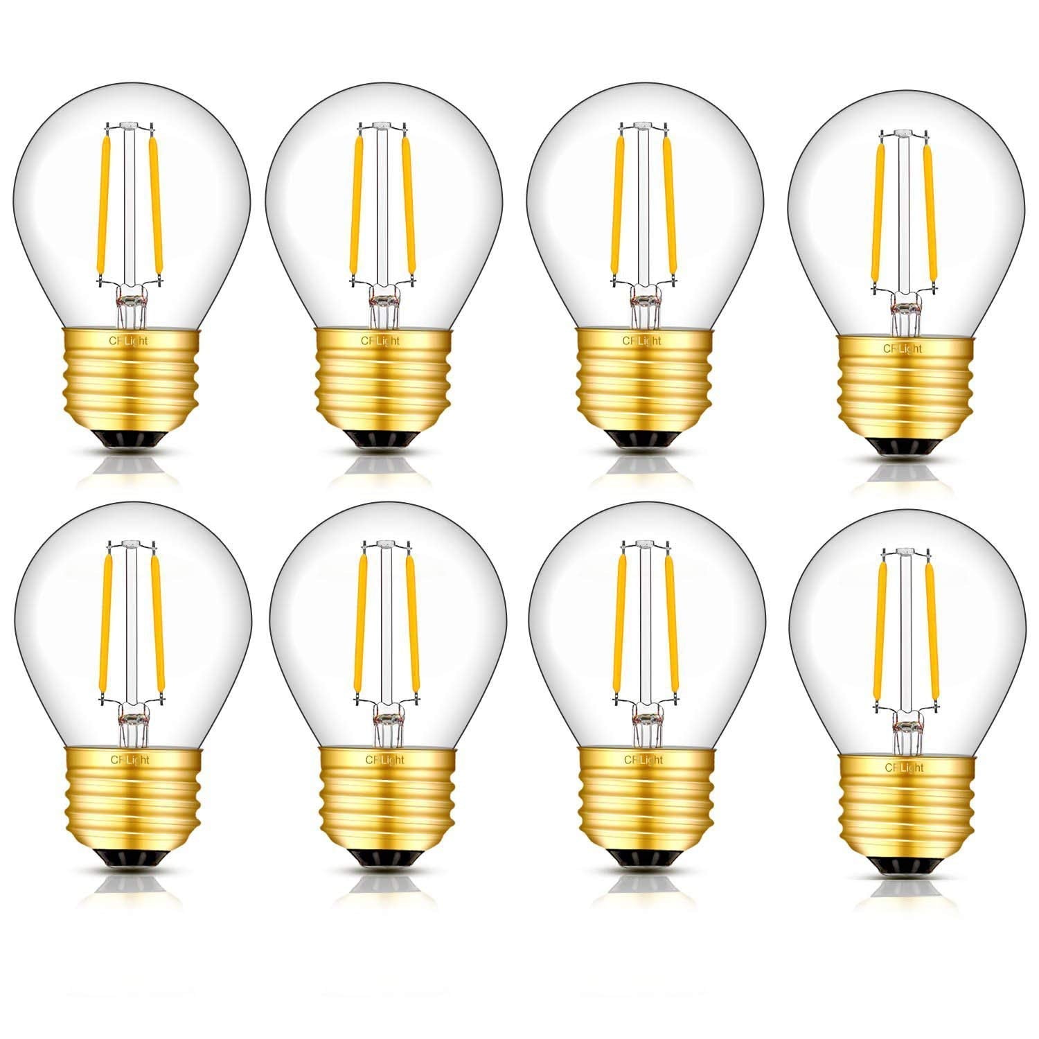 Crlight 2W Led Globe Bulb, 3000K Soft White, Dimmable, Vintage Edison, 8 Pack,