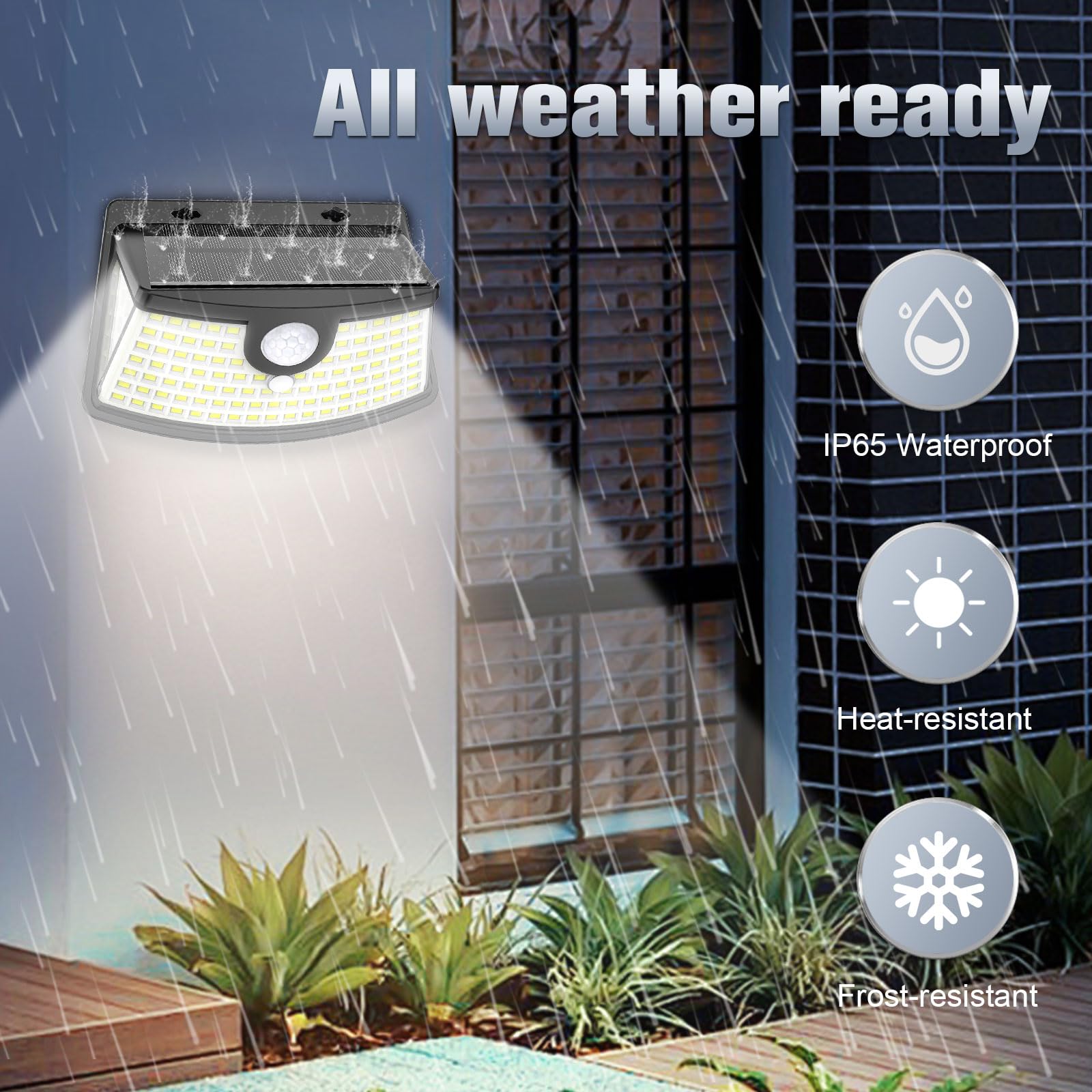 Aootek Solar Motion Sensor Lights, 120 LEDs, 270° Wide Angle, IP65 Waterproof, Black, Step Lights for Front Door, Yard, Garage, Deck, 6-Pack