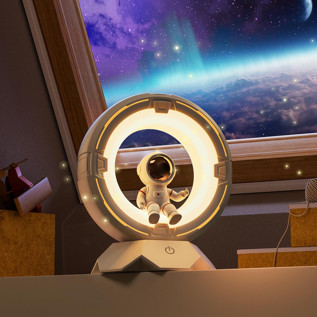 XO Space Toddler Night Light for Boys and Girls, Rechargeable Portable Night Lamp with 3 Lighting Modes, Cute Room Decor (Spacem
