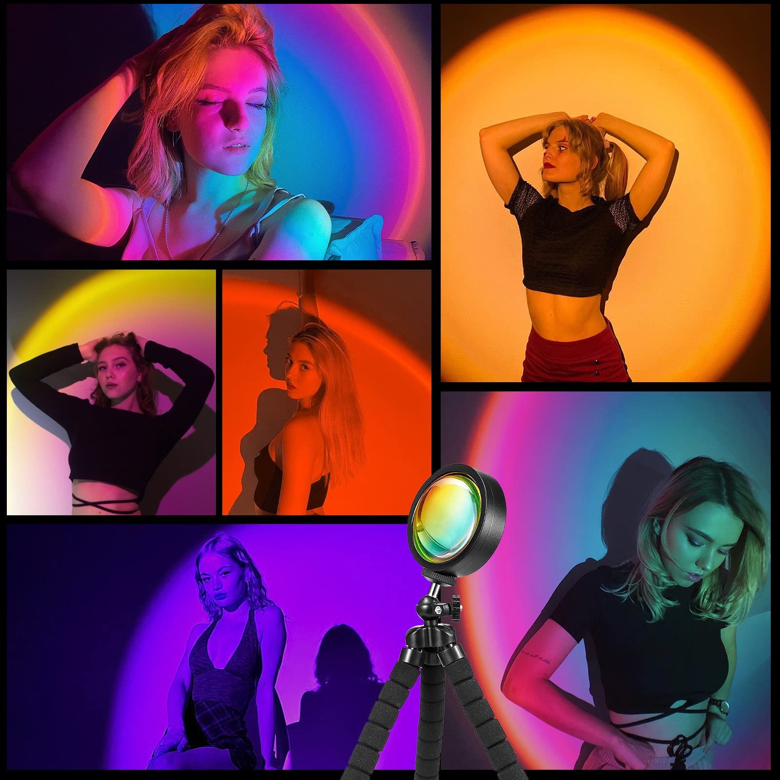 Hugomova Sunset Lamp Projector, Multiple Colors Sunset Lamp With App & Remote Control,360 Degree Rotation Led Sunset Projection