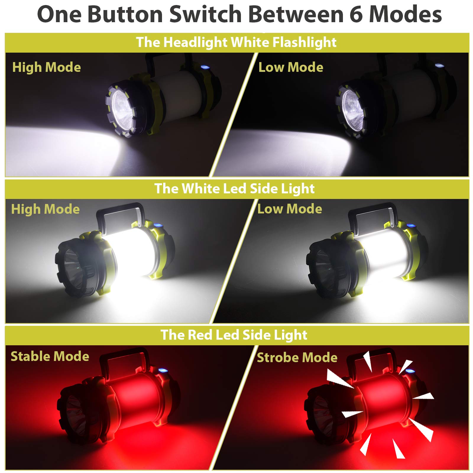 3 Pack Camping Lantern, Outdoor LED Camping Light, Rechargeable Flashlights with 1000LM, 6 Modes, 4000mAh Power Bank, IPX5 Water