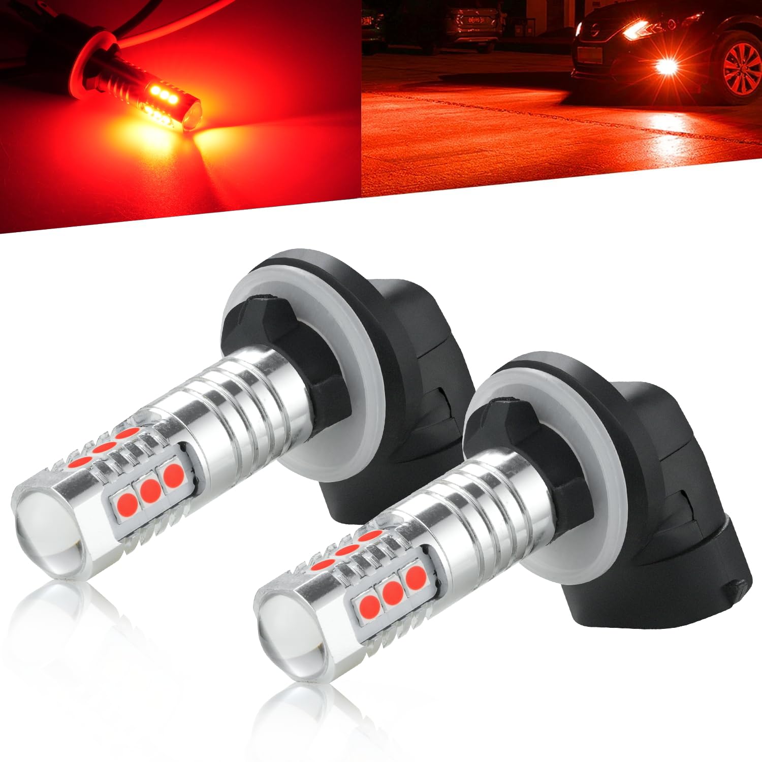 KISLED 881 LED Fog Light Bulb, High Power 3030 Chips, Extremely Bright, Red, Compatible with 889 894 896 898 886 Models