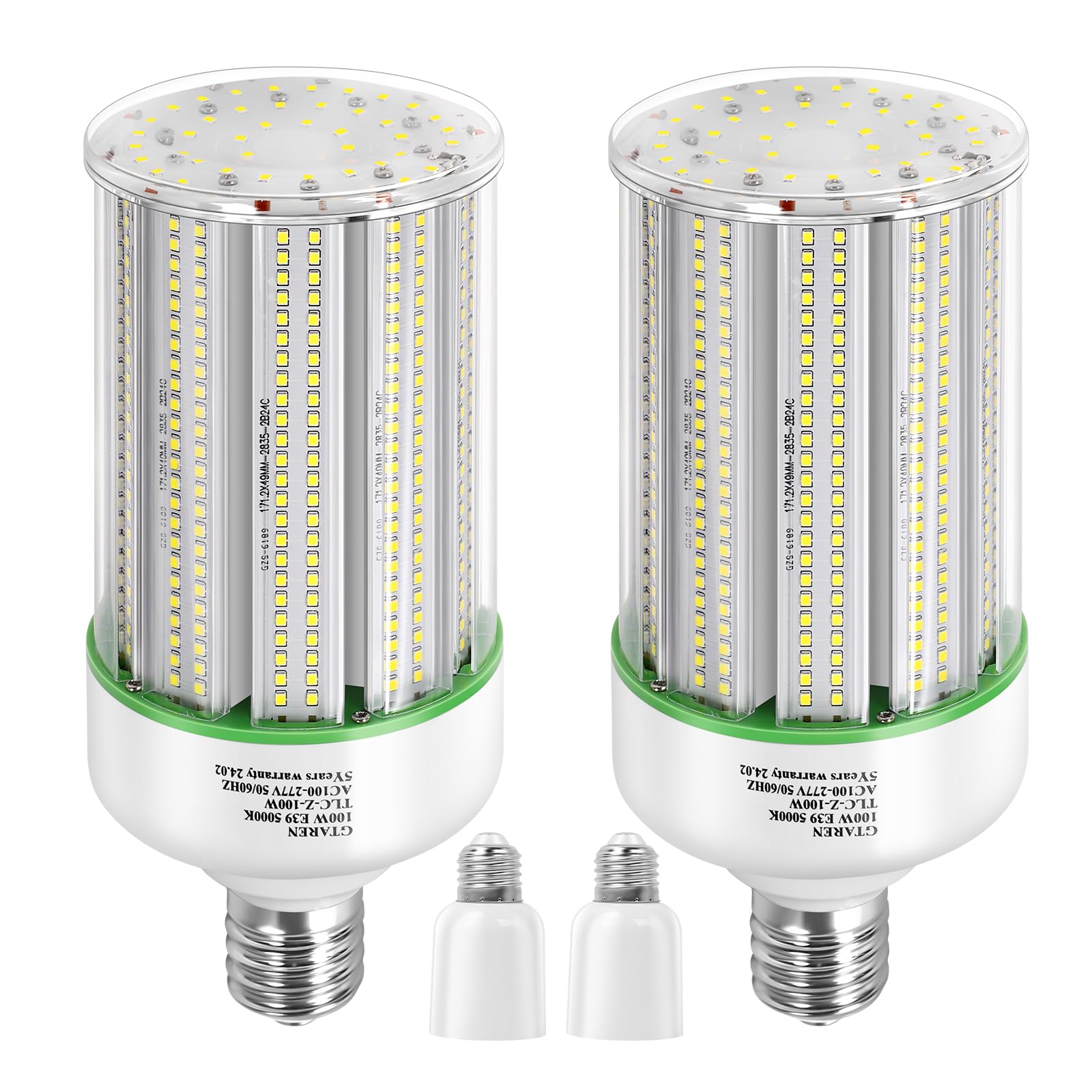 100W Led Corn Light Bulb 2Pack,400 Watt Metal Halide Hid Lamp Replacement,5000K E39 Mogul Base Led Bulb For Street And Area Ligh