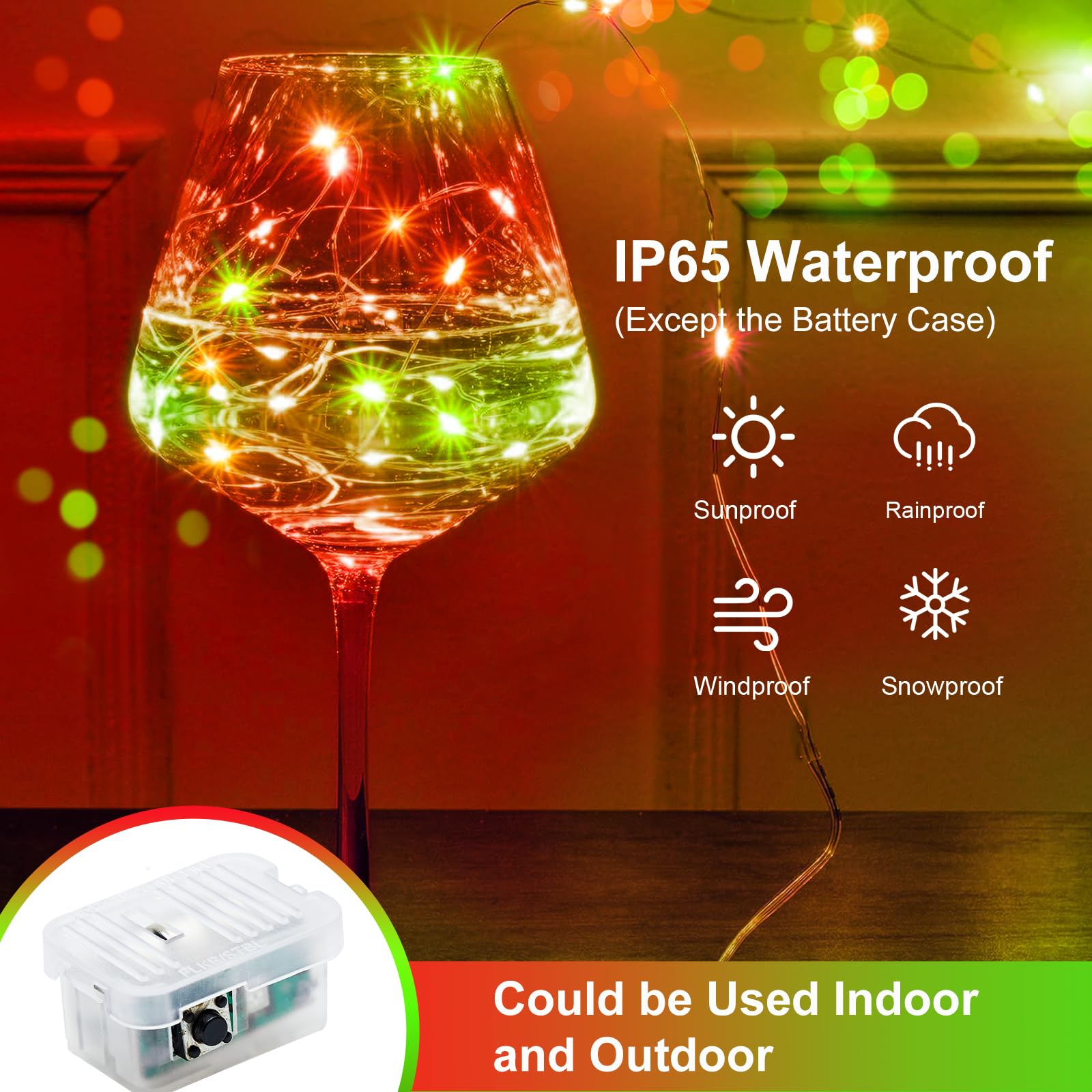 Zgwj 8 Pack Christmas Fairy Lights Battery Operated  7Ft 20Led Mini Fairy String Lights Silver Wire 3 Modes Waterproof For Christmas Tree Diy  Parties  Bedroom Decorations Red&Green