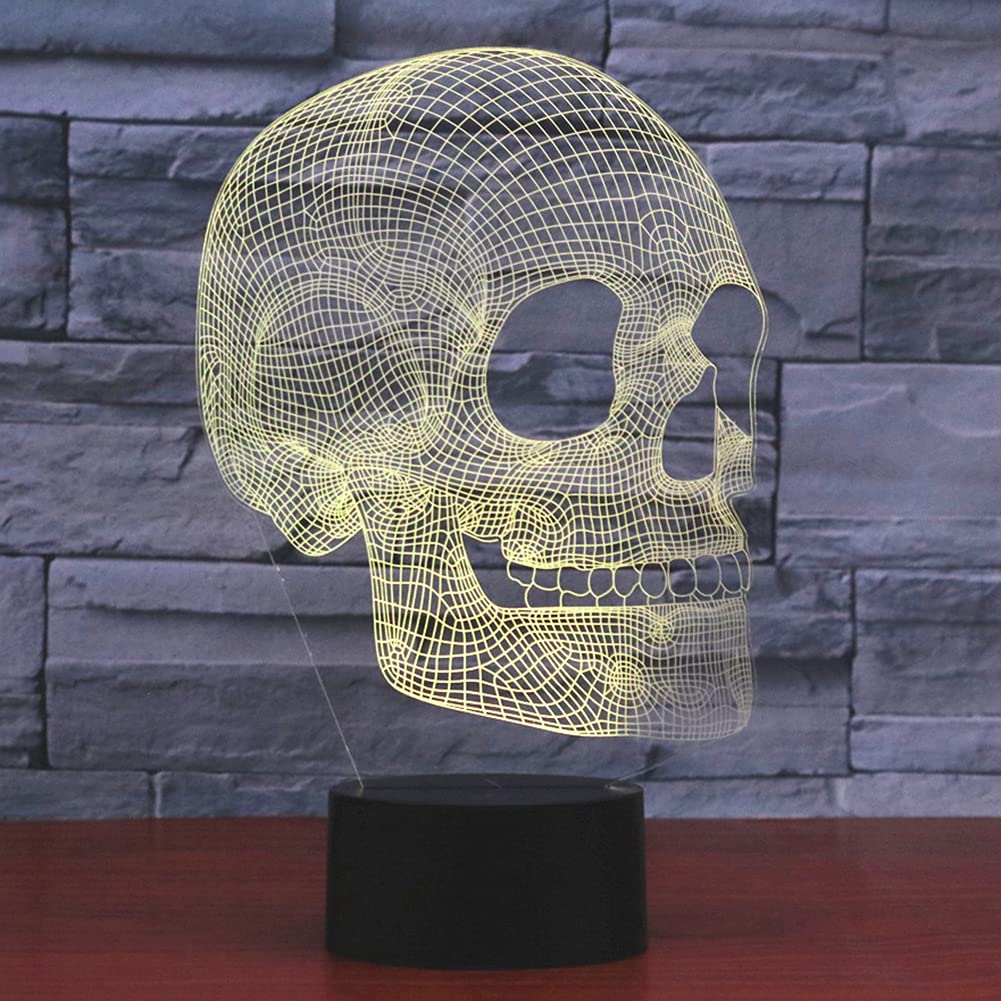 AGWIM 3D Skull Night Light Lamp, USB Touch Switch, 7 Colors, Model 8531, Acrylic, Halloween Decoration