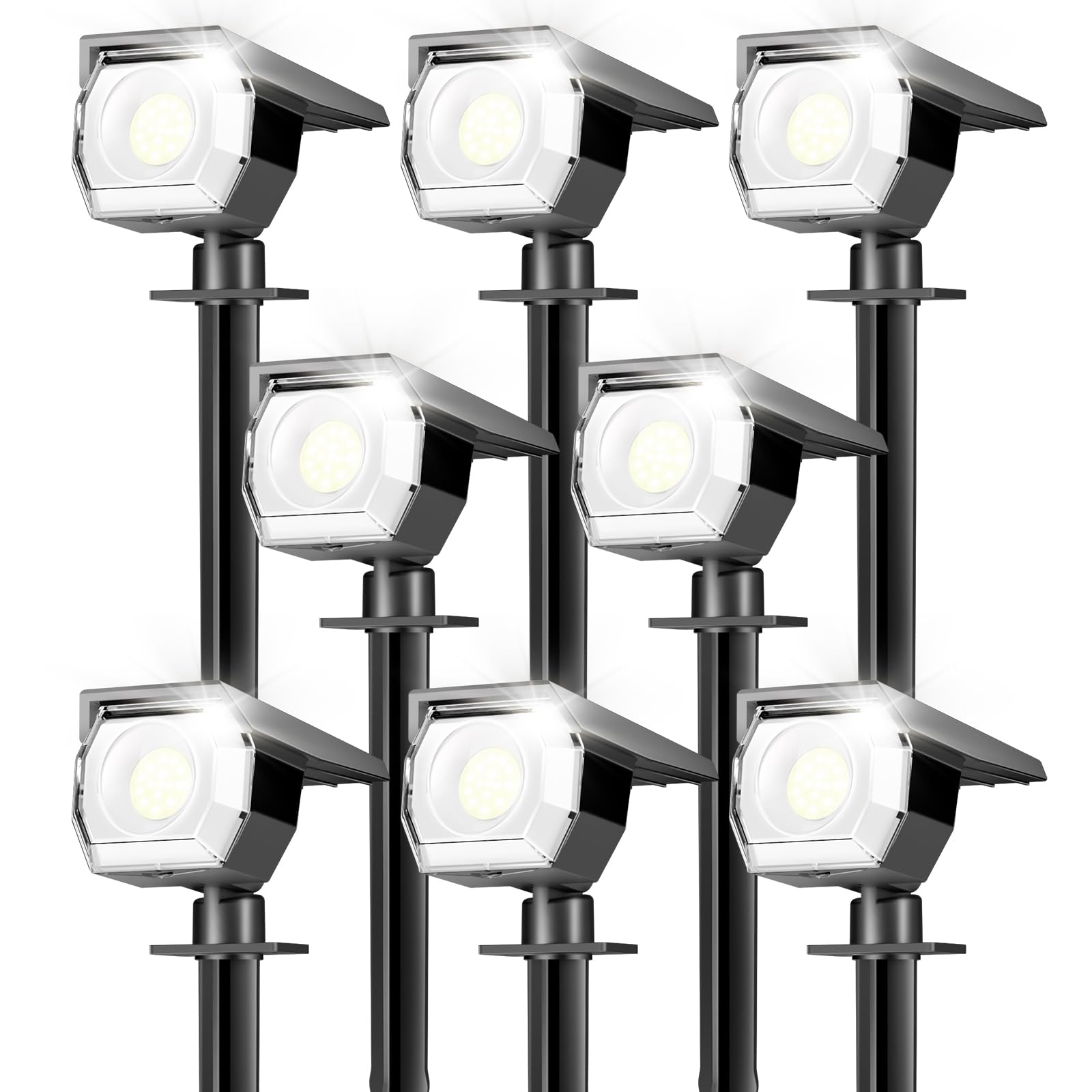 Peasur 8 Pack Solar Lights Outdoor  Spotlights Outdoor Waterproof 3 Modes  2-in-1 Auto On/Off Solar Spot Landscape Lighting Outside for Tree Plants Yard Garden Pathway