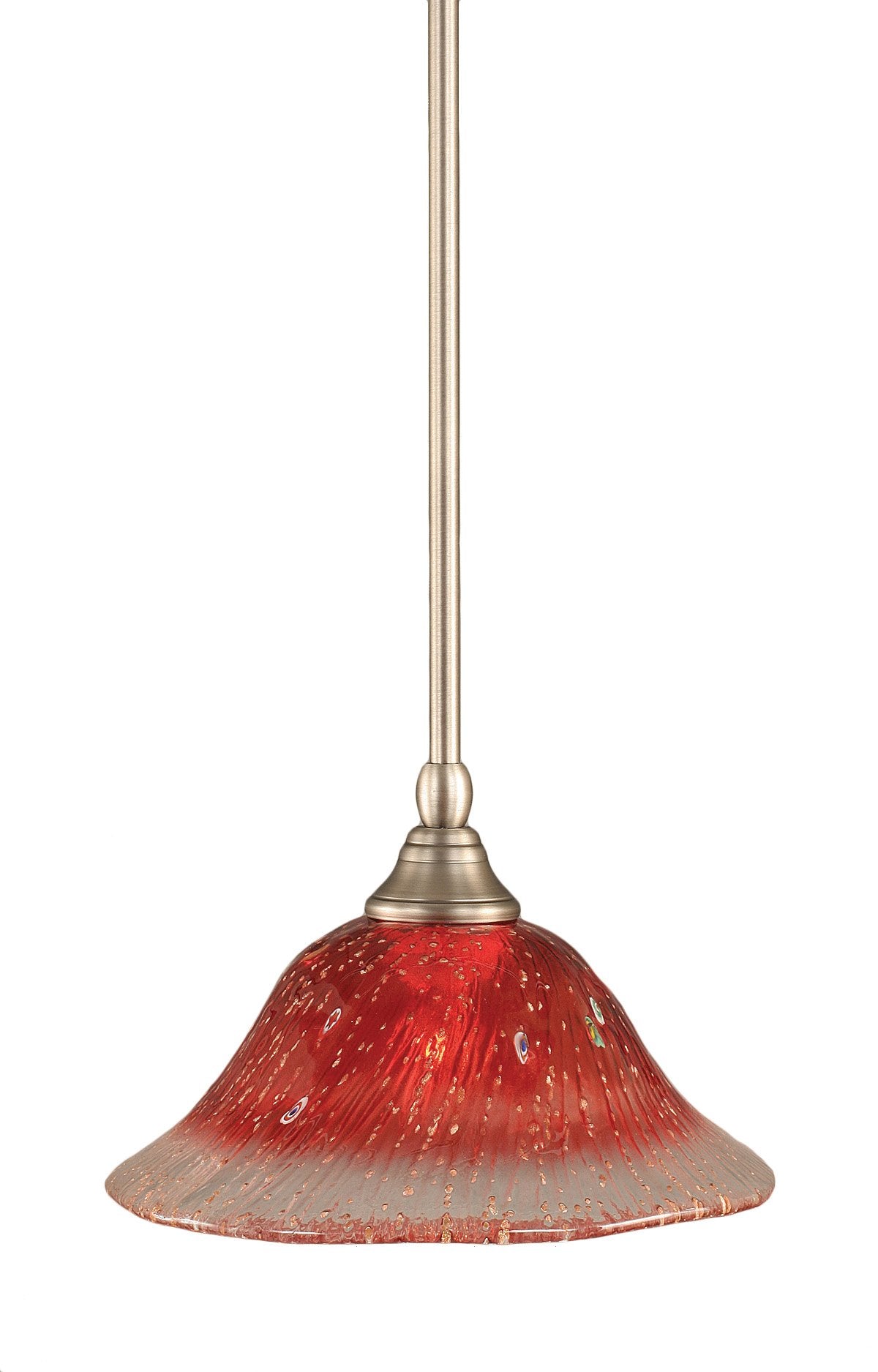 Toltech Lighting 23-Bn-736 10-Inch Stem Mini-Pendant Light Brushed Nickel Finish With Raspberry Crystal Glass