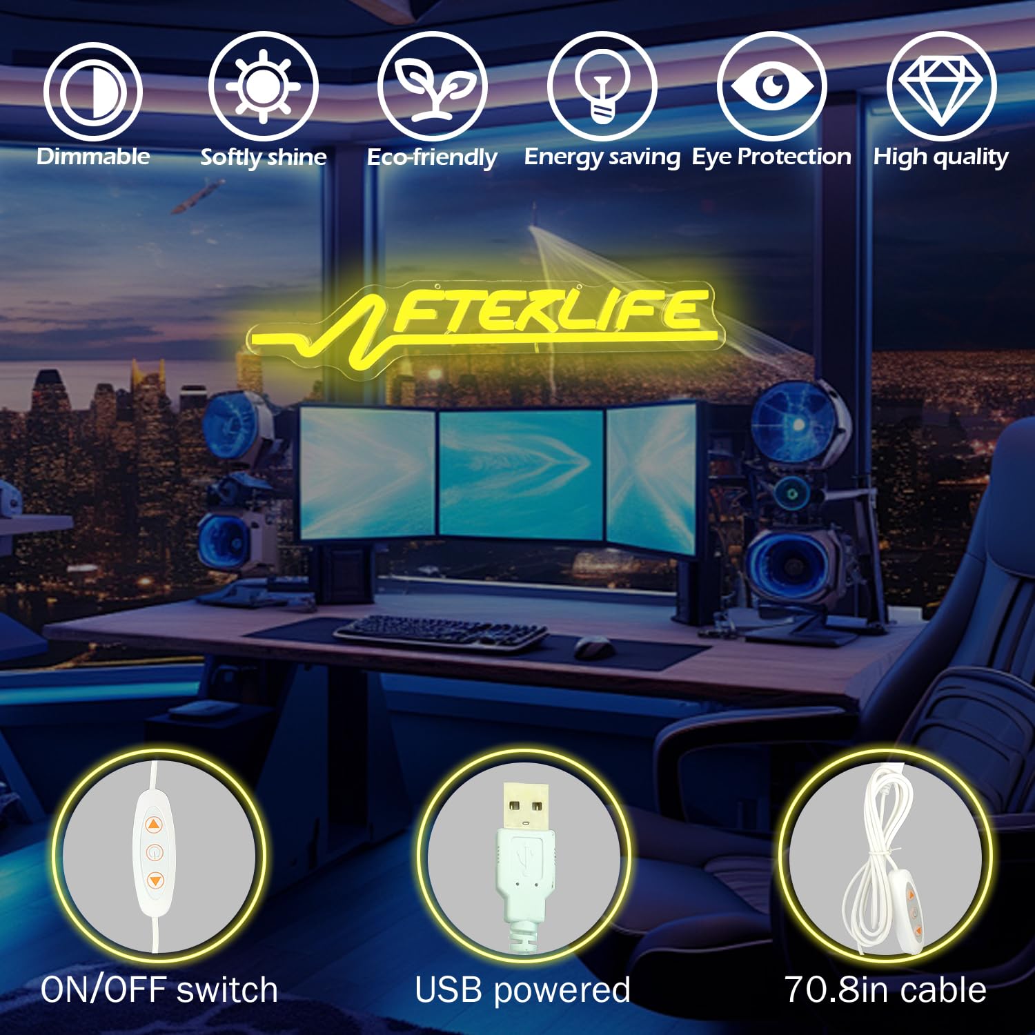 Ajoyferris Cyberpunk Neon Sign Game Led Sign for Wall Decor Shooting Games Neon Light for Gaming Room Man Cave Bedroom Decoratio