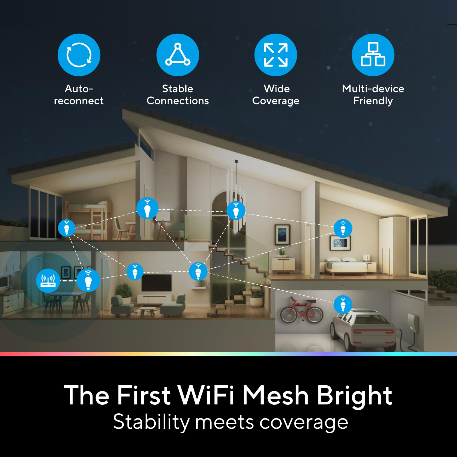 U-tec Smart Light Bulbs A19-C1-4, 1100 Lumen, 90+ CRI, WiFi & Bluetooth, RGB, 4 Pack, White