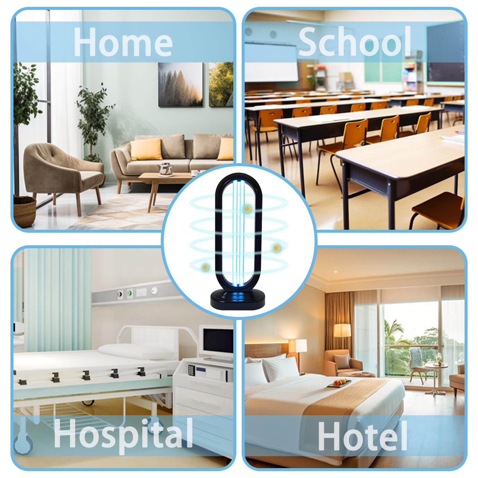 Generic UV Light - UV Lamp for Bed Bugs, 4-Speed Timer, Remote Control, 38W UVC Bulb, 2-Pack