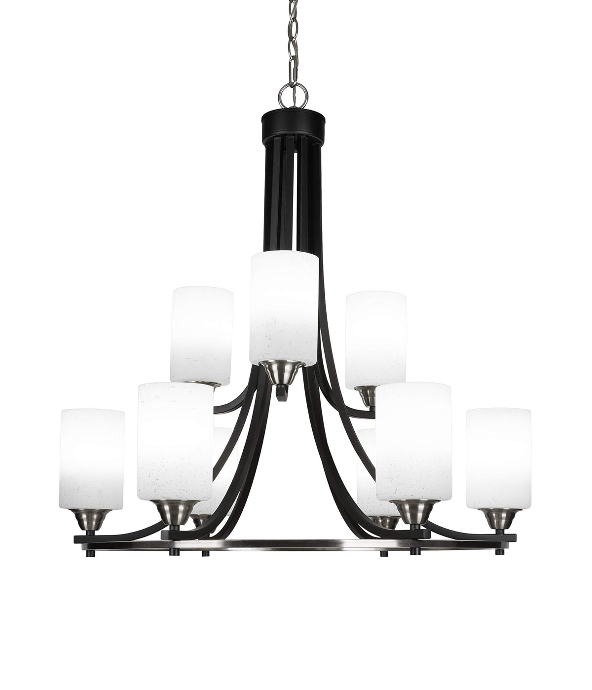 Toltec Lighting Paramount 9 Light Chandelier in Matte Black & Brushed Nickel (3409-MBBN-310)