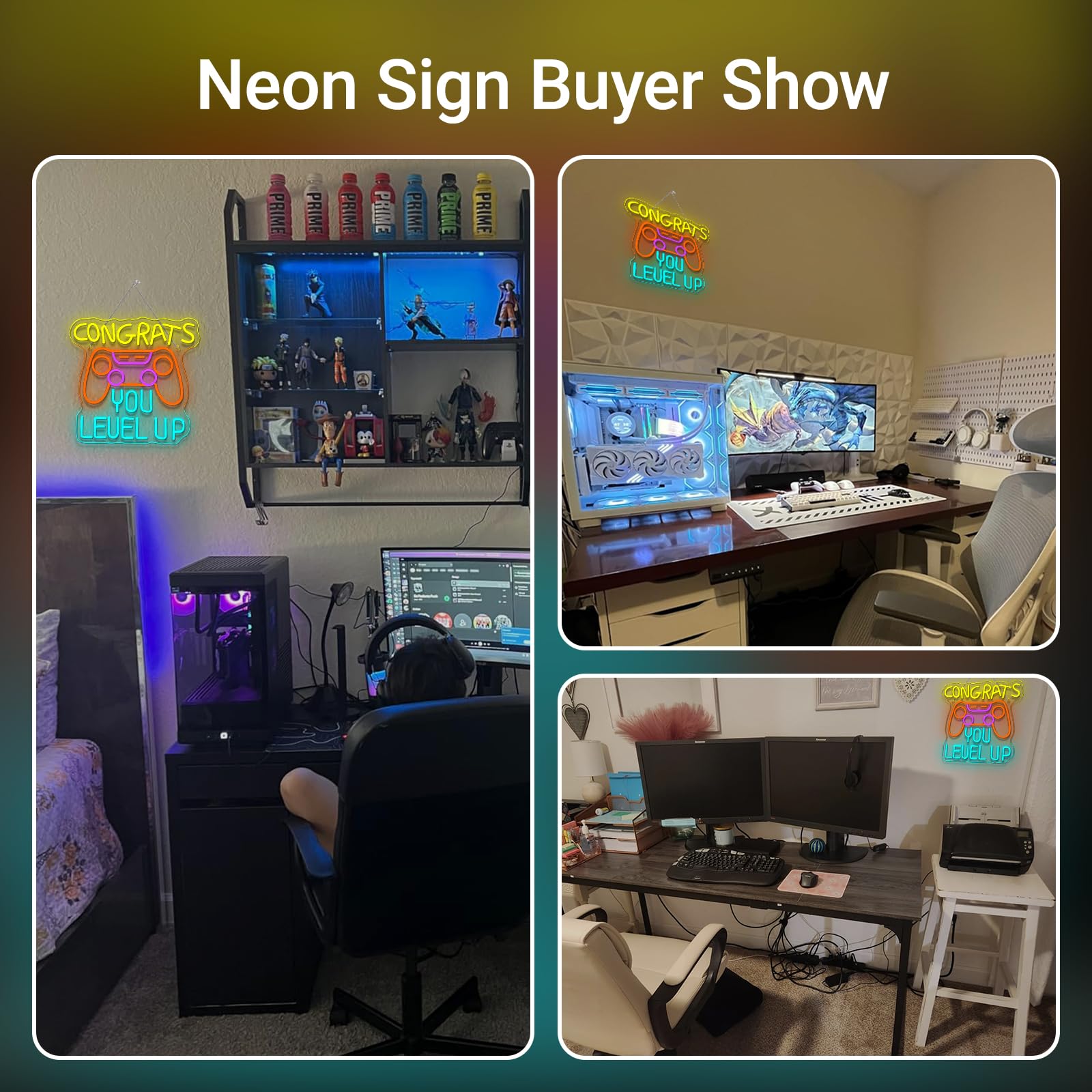 Gaming Neon Signs Congrats You Level Up Neon Sign Console Led Lights For Wall Decor Game Room Man Cave Decor Video Party Great Gift For Game Lovers