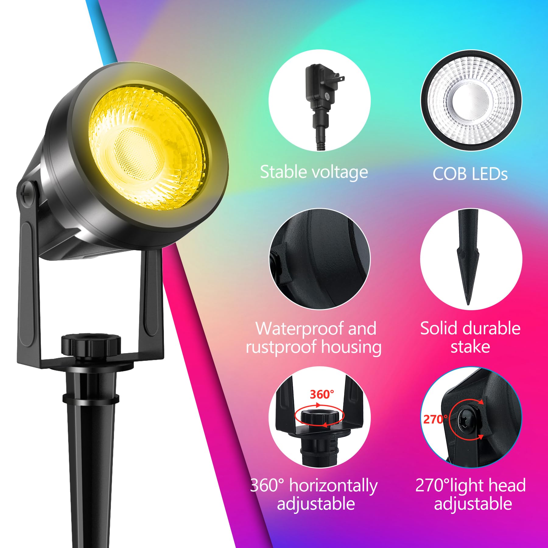 Crepow Rgbw Color Changing Landscape Lights With Remote, 12V Low Voltage, 6-In-1 For Garden, Yard