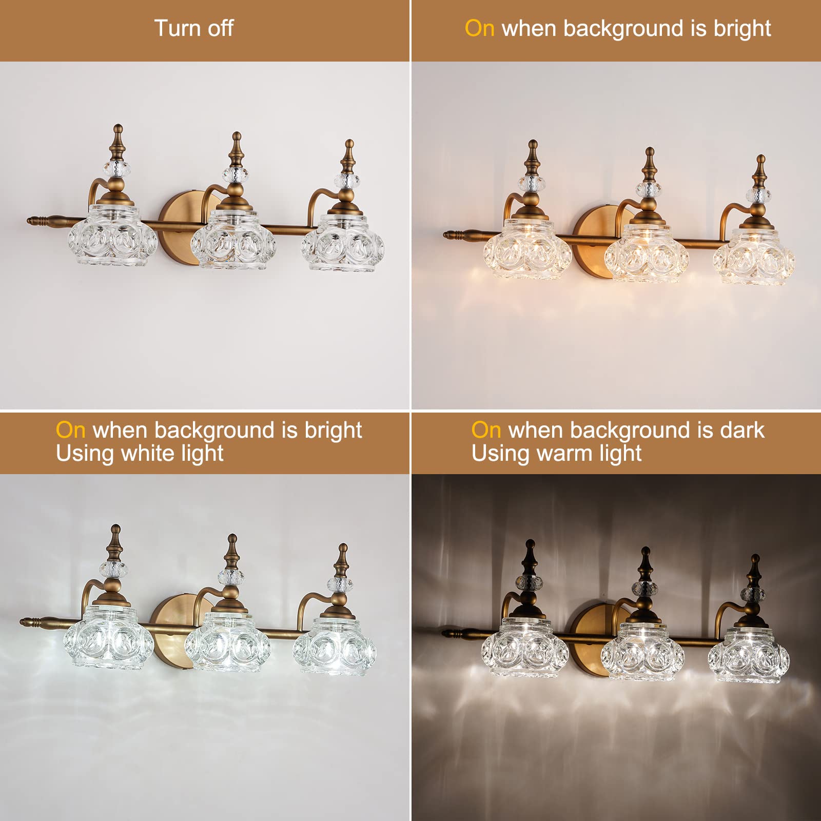 Djfhko Vintage Brass Vanity Light Fixtures - Bathroom Lighting