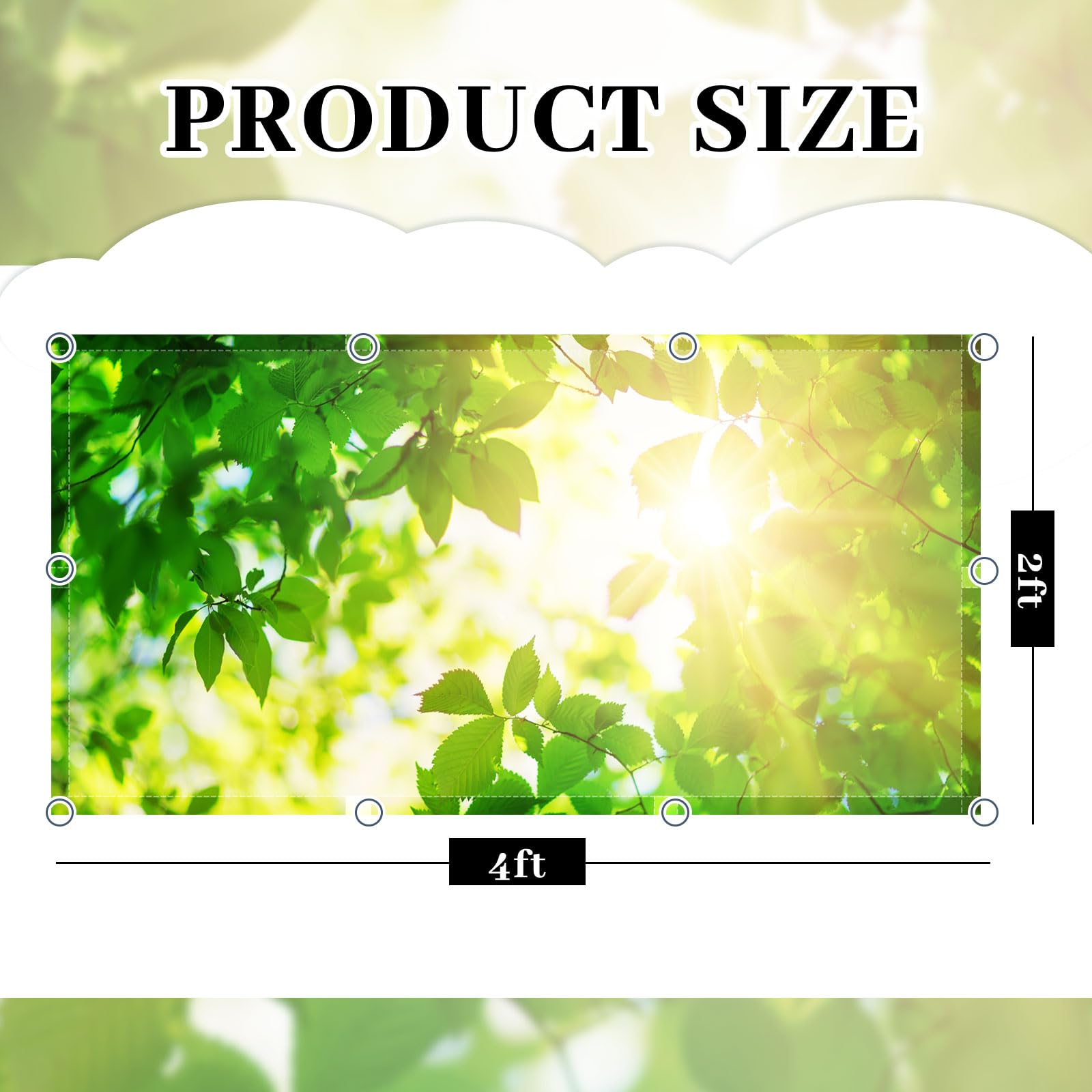 Patelai Fluorescent Light Cover with 10 Magnets, 4 x 2 Feet, Green Leaves, Flame Retardant Fabric, Model PT-Patelai-2655