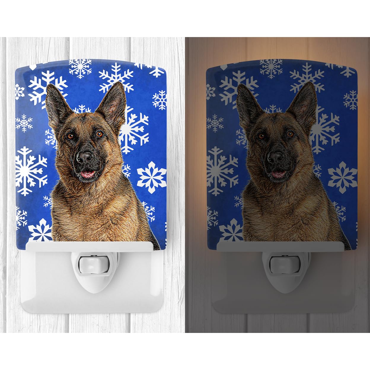 Carolines Treasures Ceramic Night Light, Winter Snowflakes, 6x4x3in, UL-Certified, Multicolor, Model KJ1180CNL